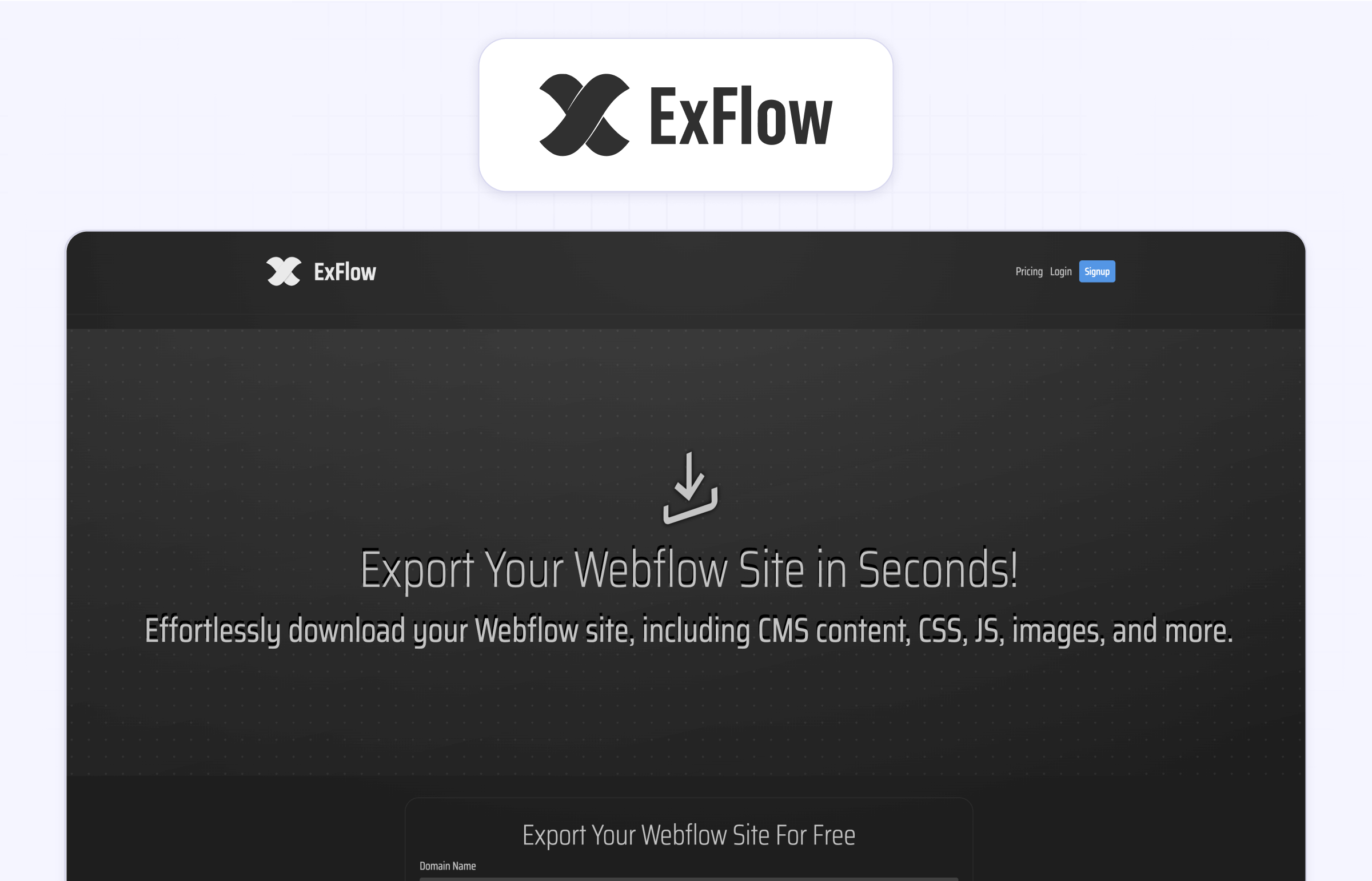 Exflow Webflow website CMS export tool