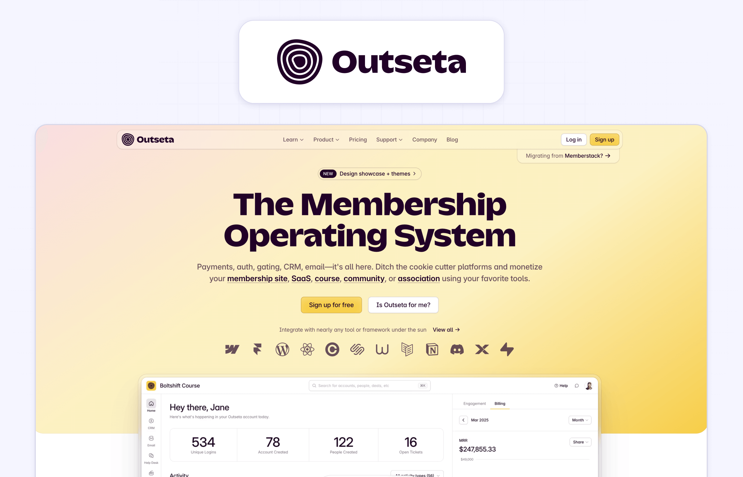 Outseta membership solution for exported Webflow sites