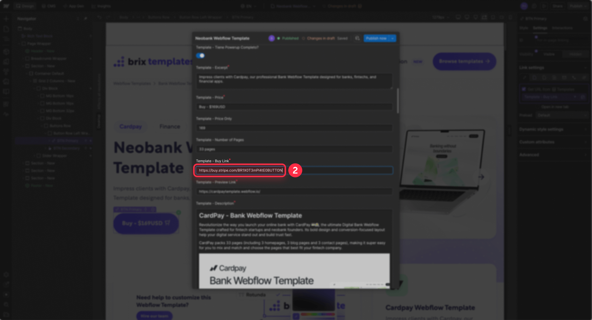 How To Add The Payment Link To A CMS Field In Webflow
