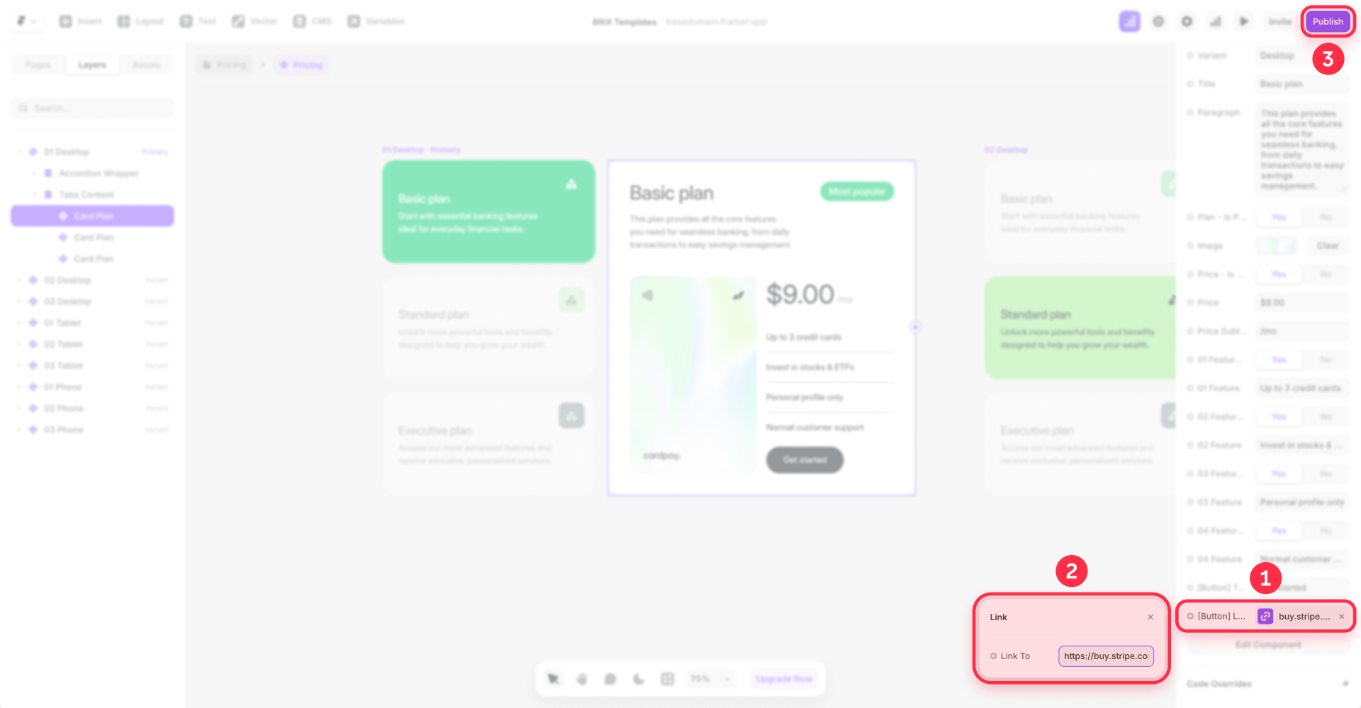 How To Add The Stripe Payment Link URL To A Button In Framer