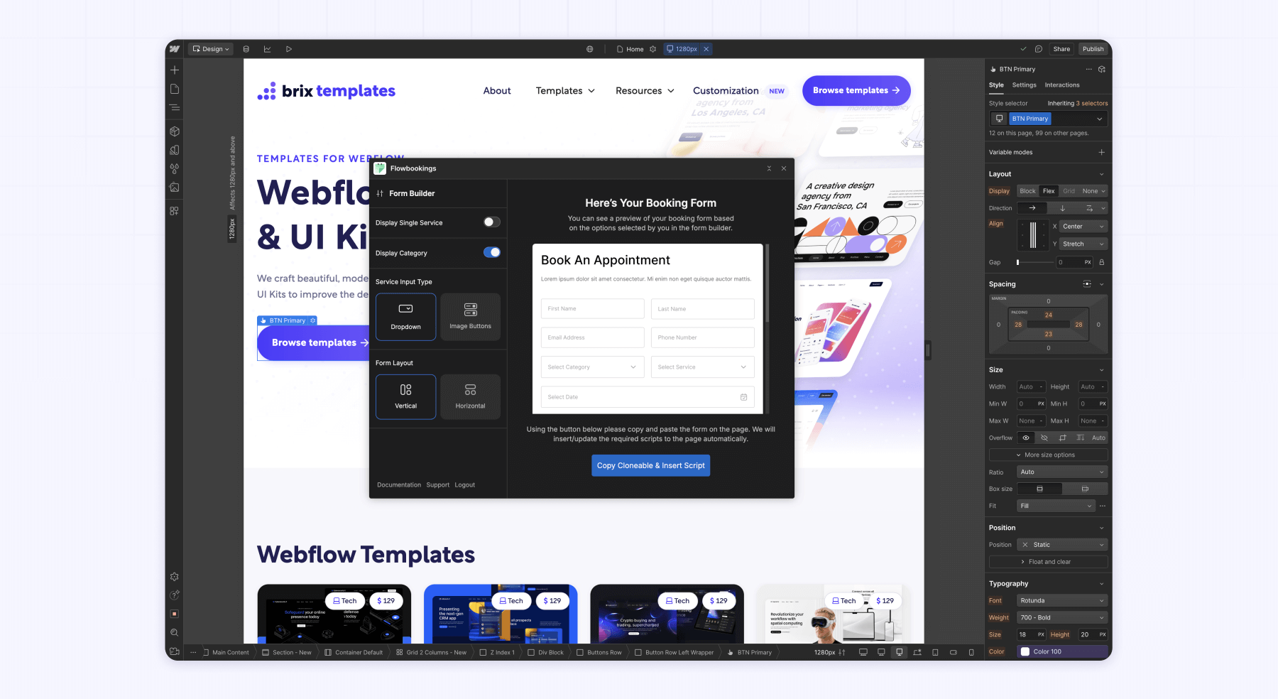 Custom booking form with Flowbookings and Webflow