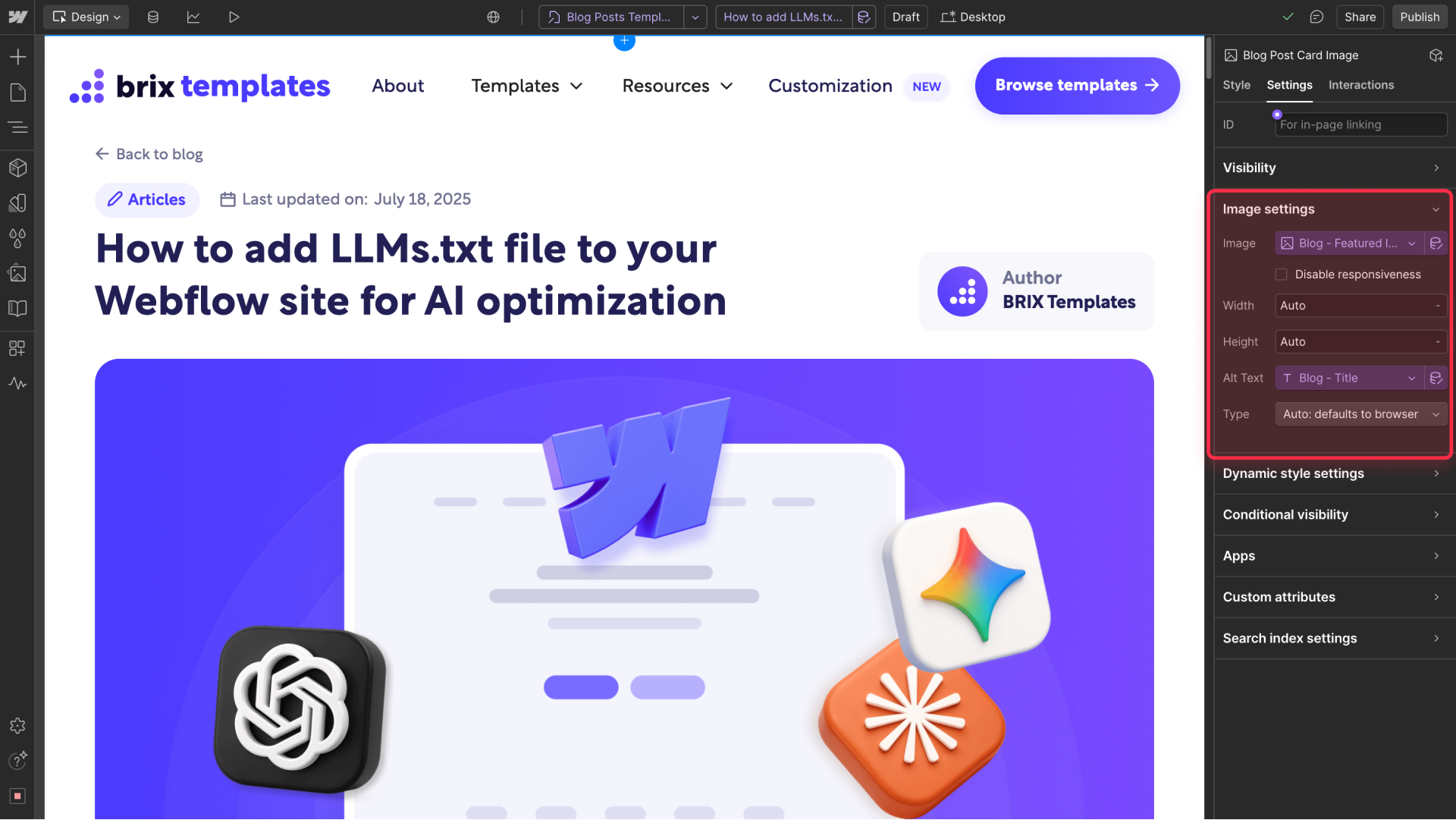 How to automate Blog Image Alt Text in Webflow