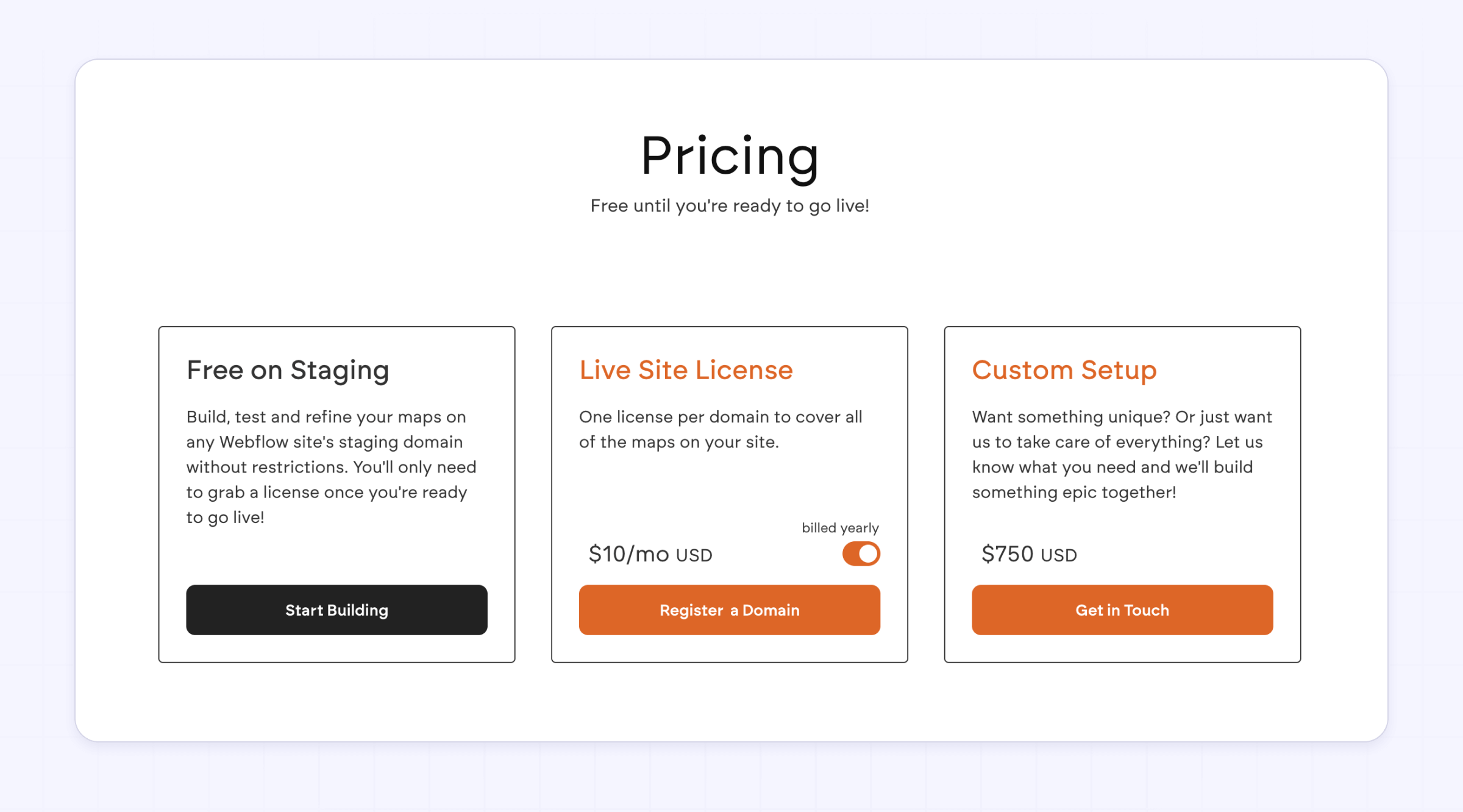 Epic maps CMS maps for Webflow pricing