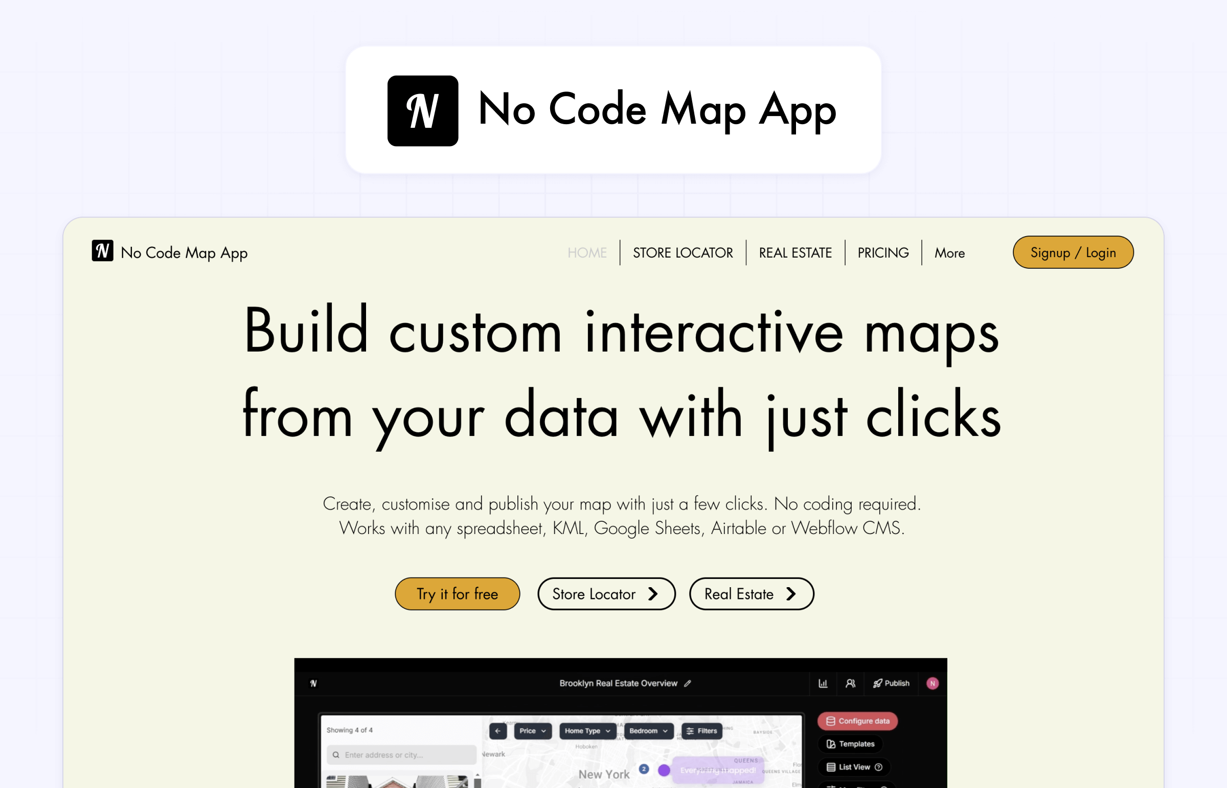 No code map app interactive maps for Webflow