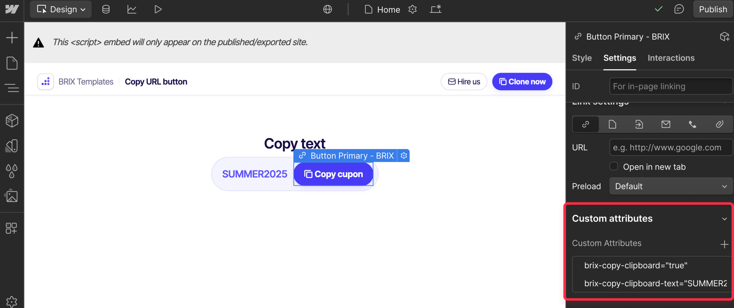 Copy button Webflow