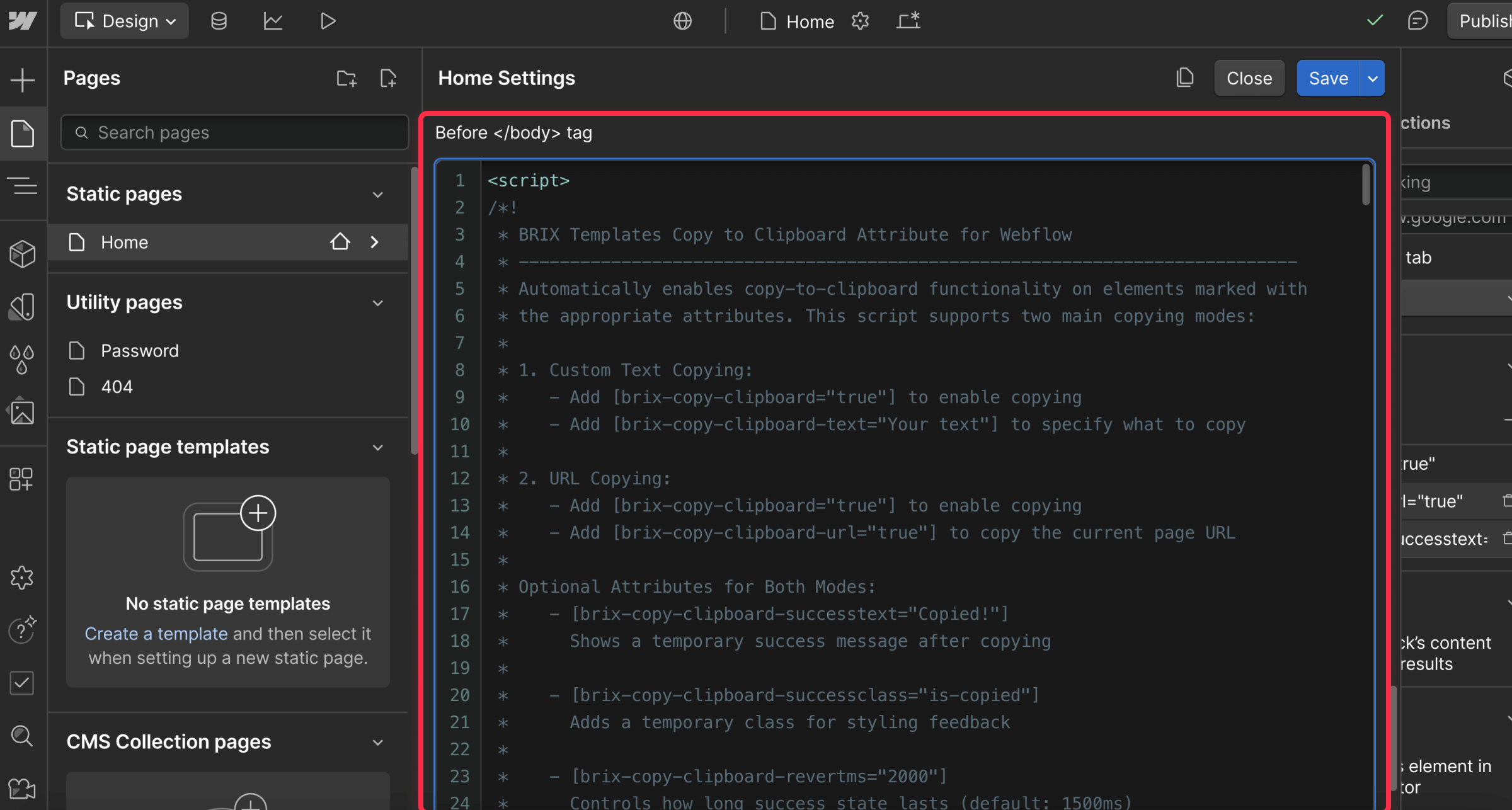 Webflow copy button code tutorial