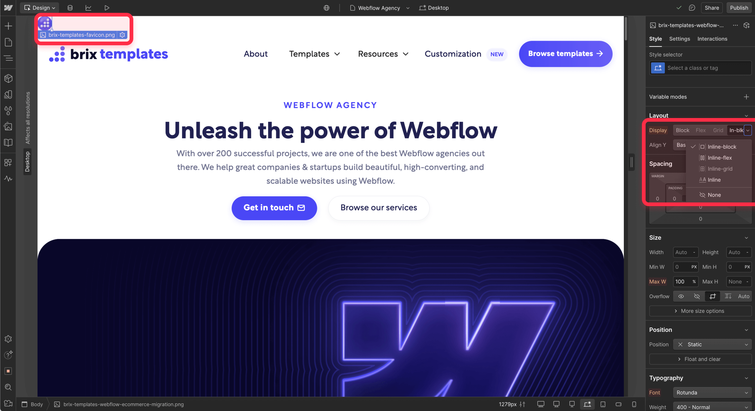 Toggle individual level page favicon on Webflow