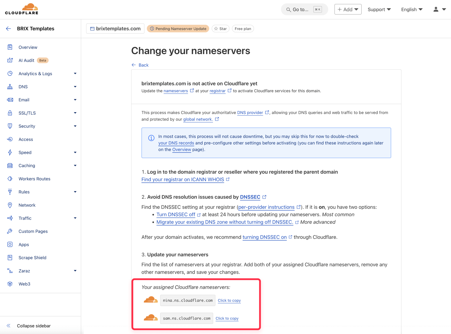 Setup Webflow nameservers on Cloudflare