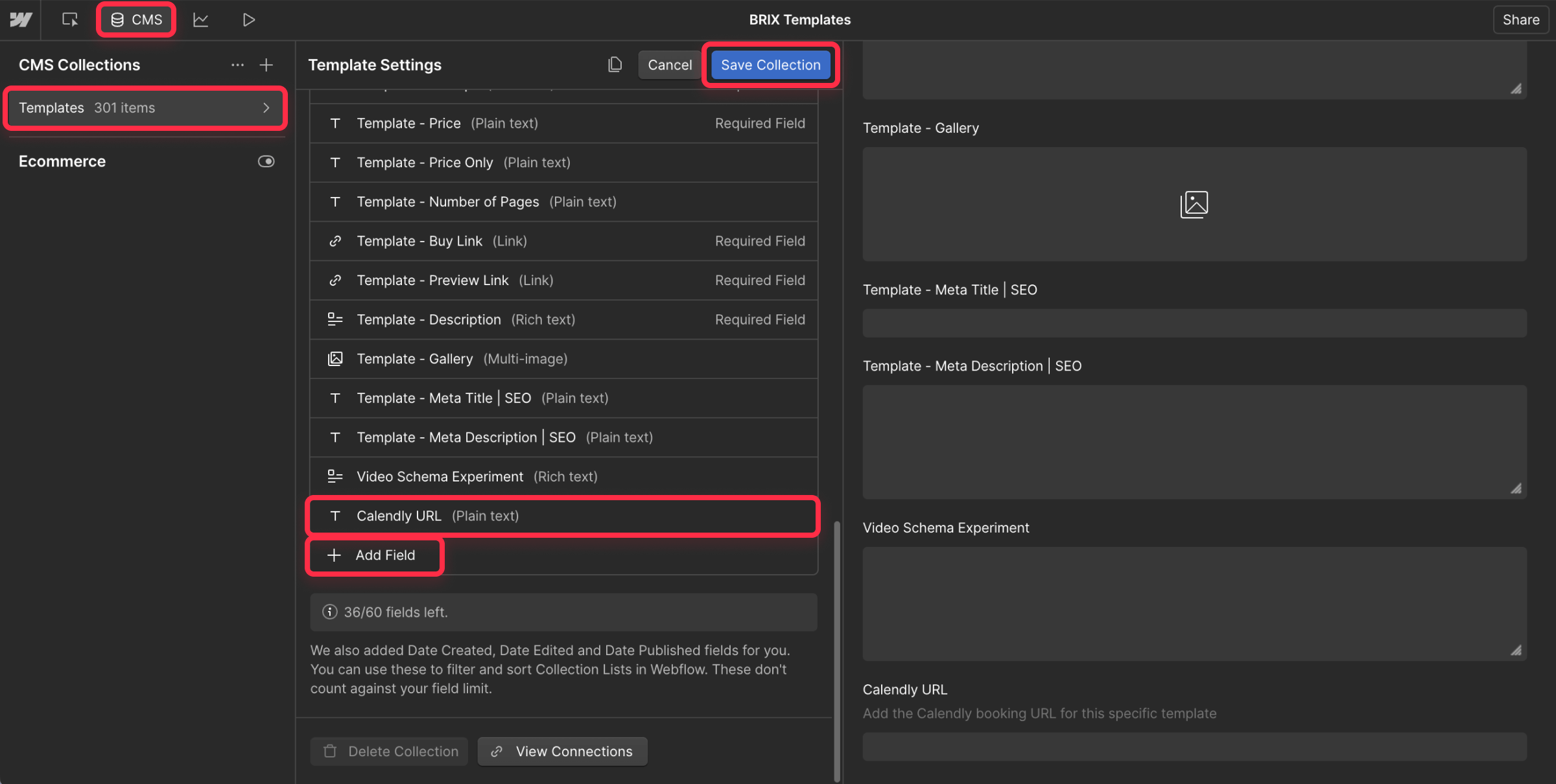 Prepare Webflow CMS collection for dynamic iframes