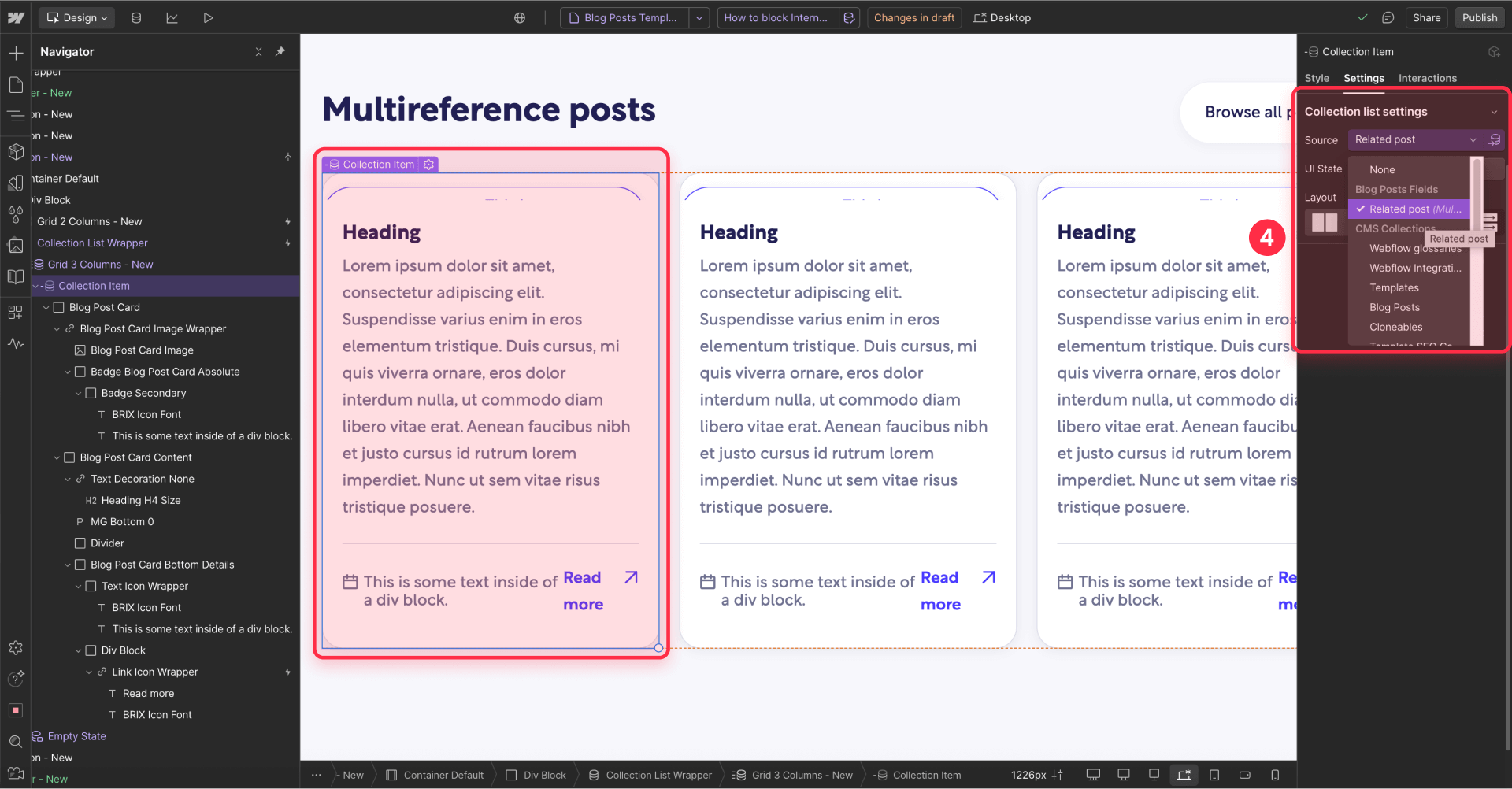 How to connect collection list to multi reference field