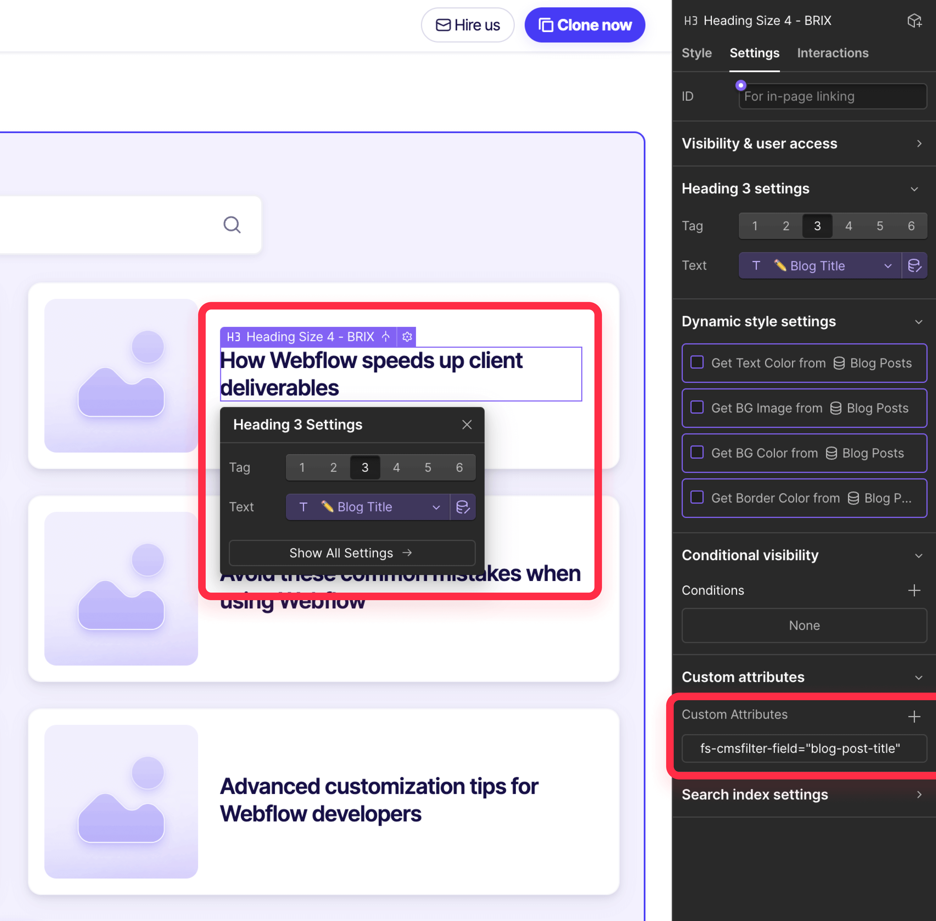 Configure search criteria for Finsweet search on Webflow