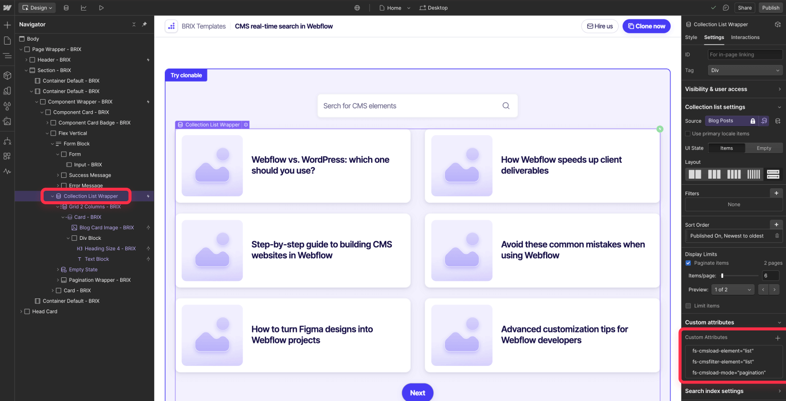 Setup Finsweet attributes to Webflow CMS collection