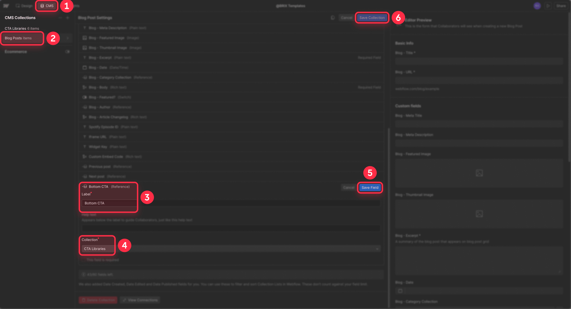 How To Add A Reference Field For A CTA In Webflow CMS