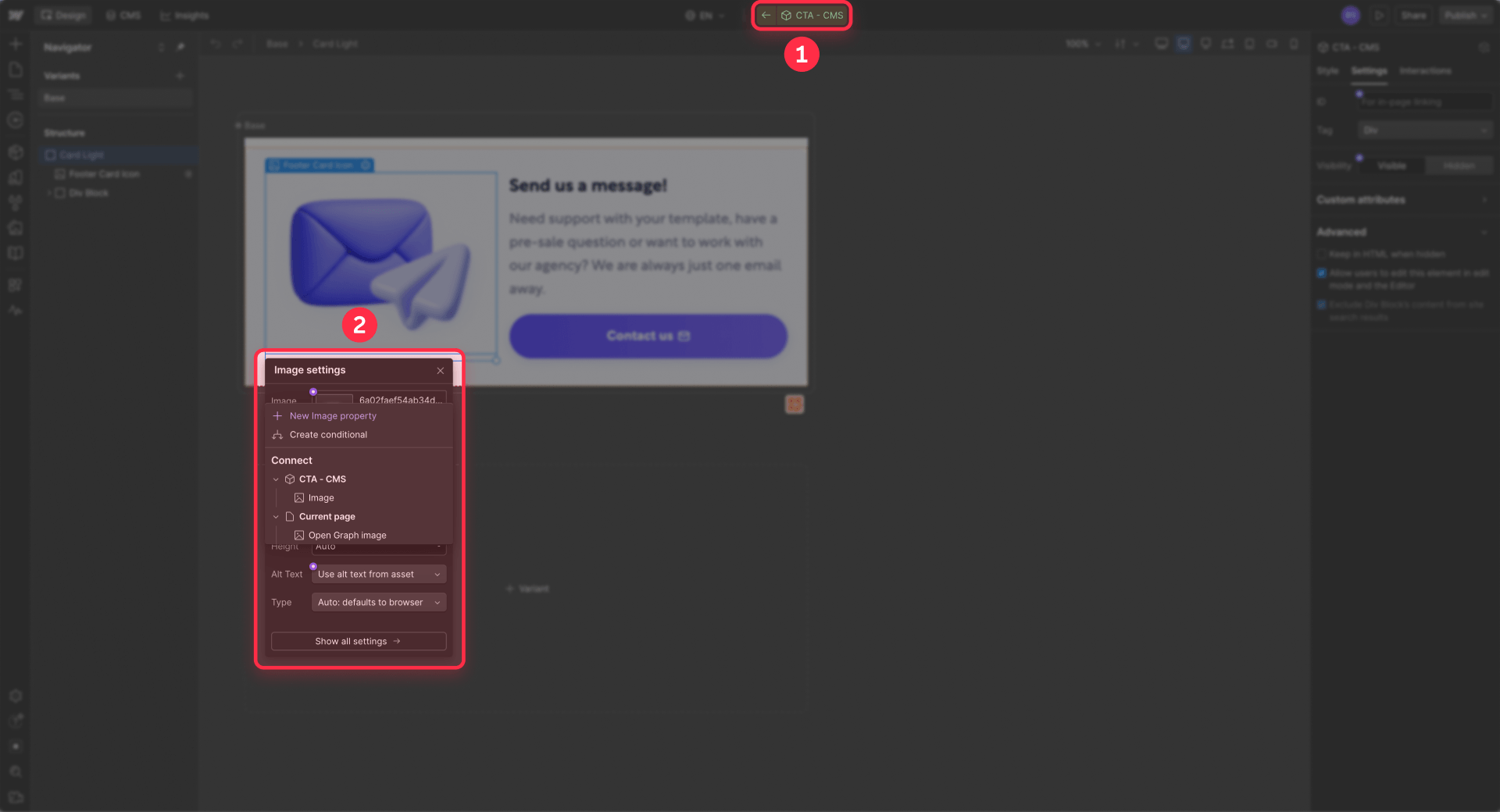 How To Connect The Image Of A CTA To Webflow CMS Fields