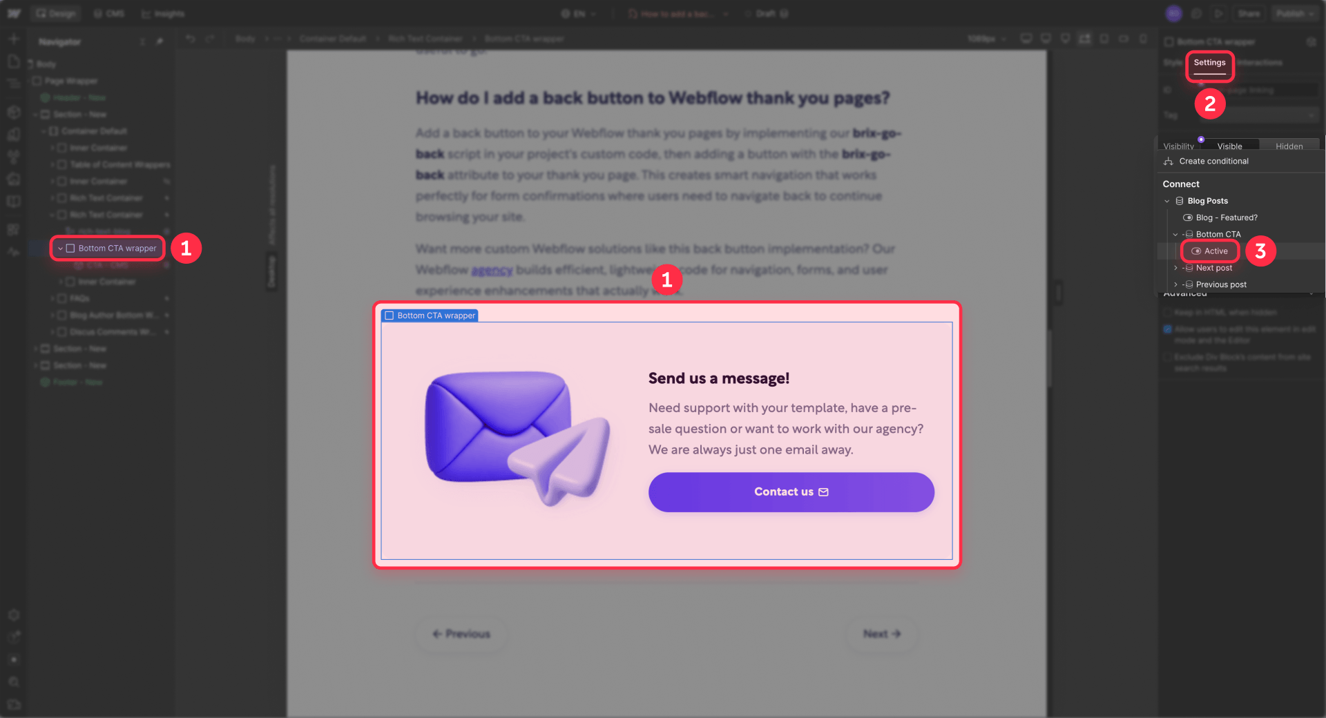 How To Hide An Empty CTA Block With Conditions In Webflow CMS