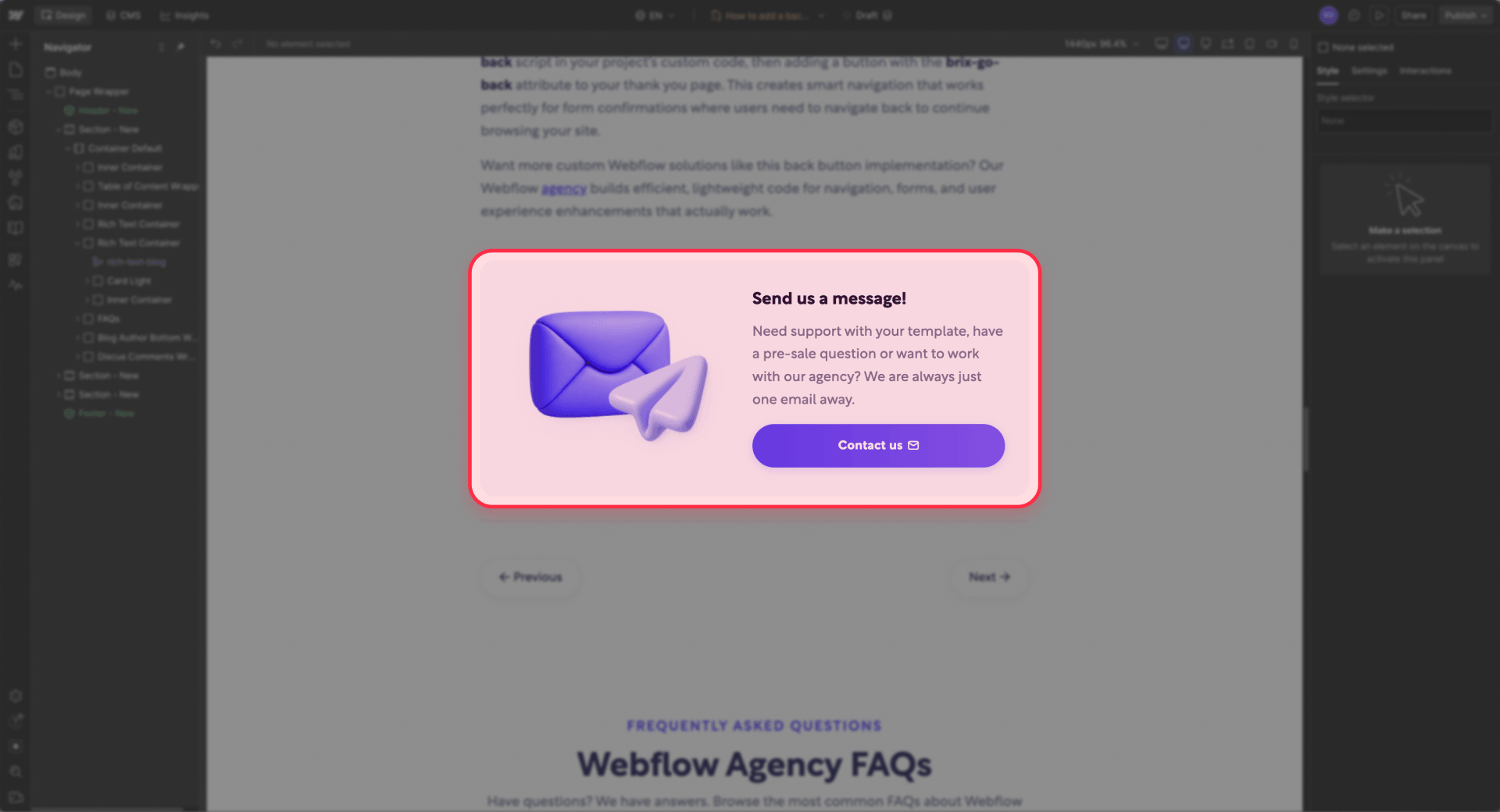 How To View A Reusable CTA Block Inside A Webflow CMS Post