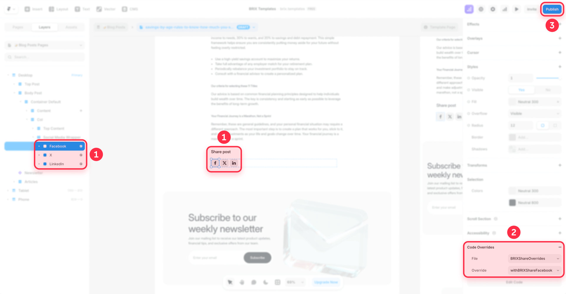 How To Apply WithBRIXShareFacebook To An Icon With Code Overrides In Framer