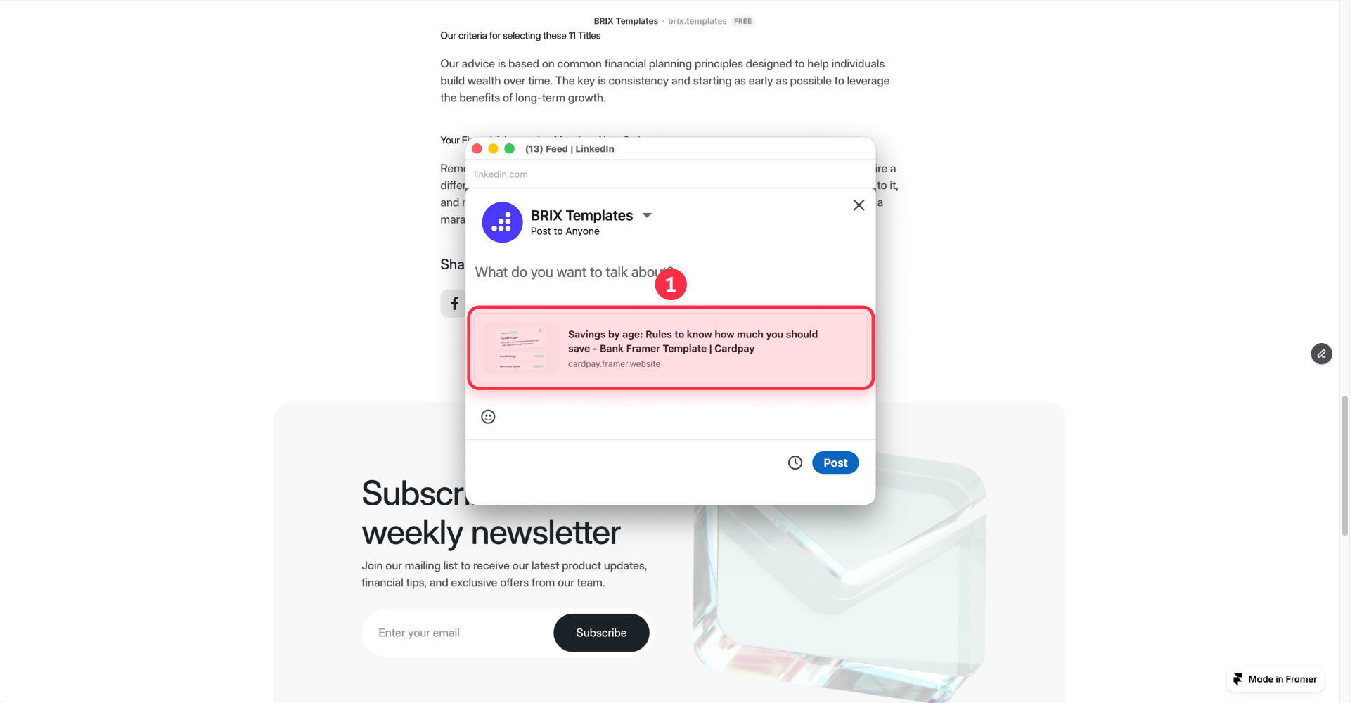 How To See The Open Graph Preview When Sharing A Post On LinkedIn From Framer