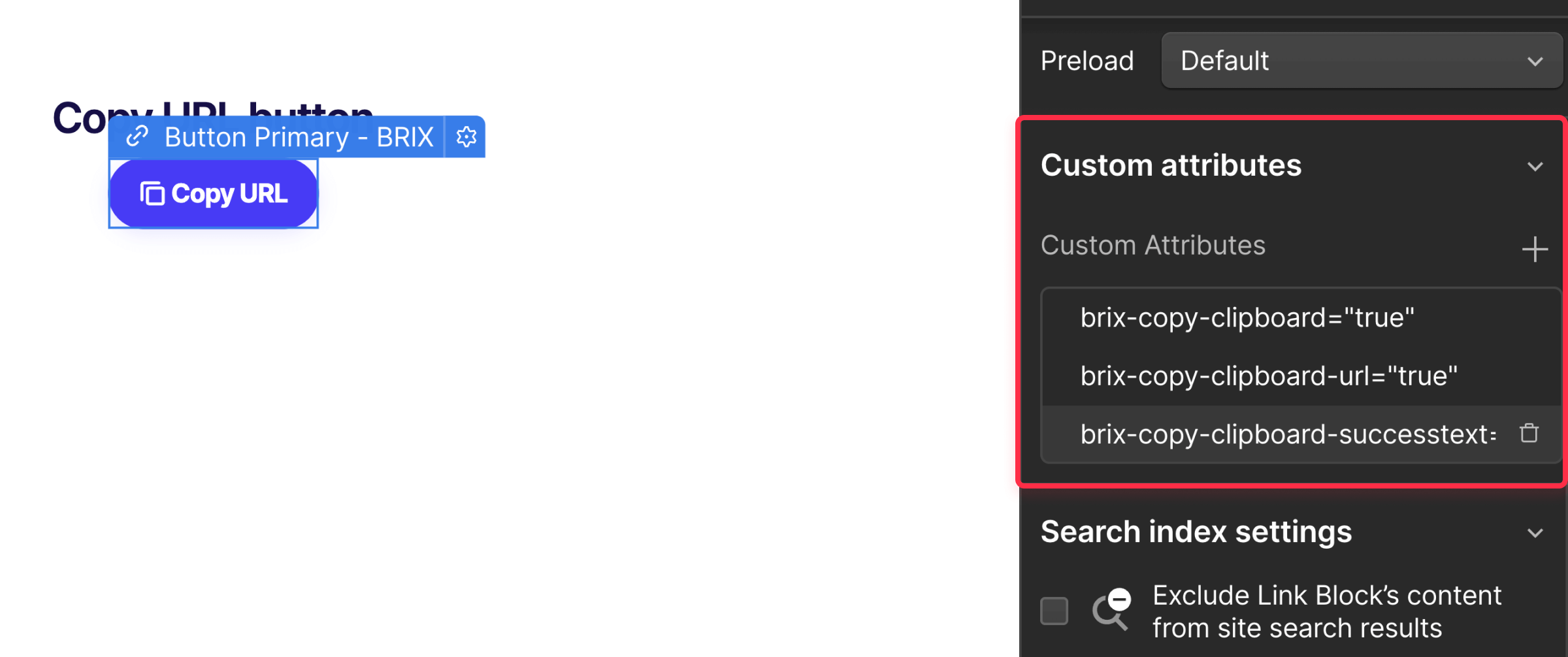 Webflow URL copy integration