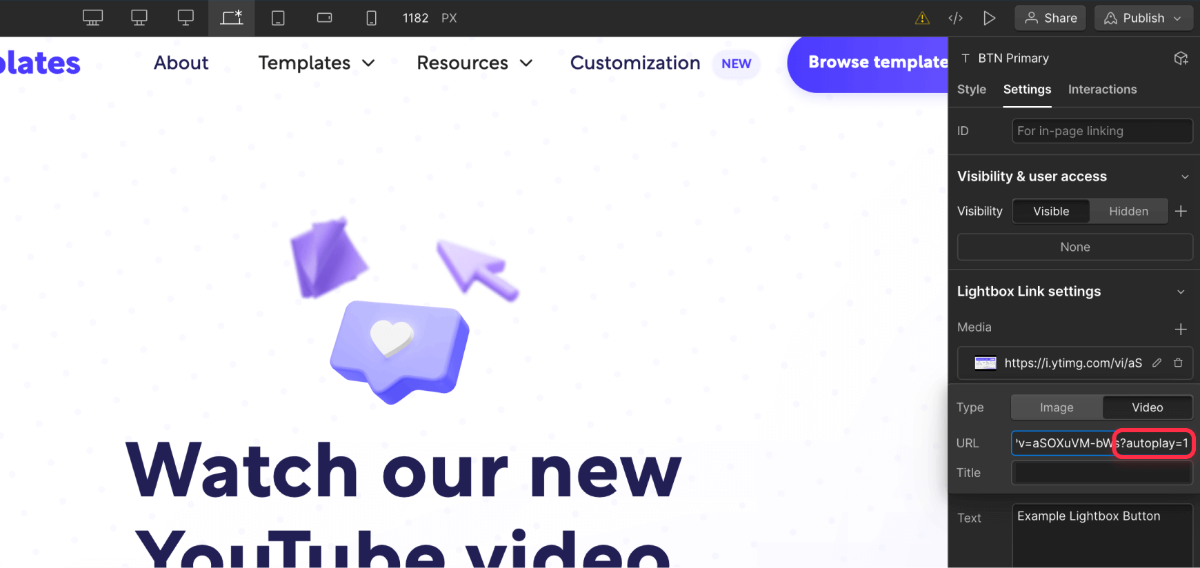 Add Autoplay Property to YouTube Video in Webflow