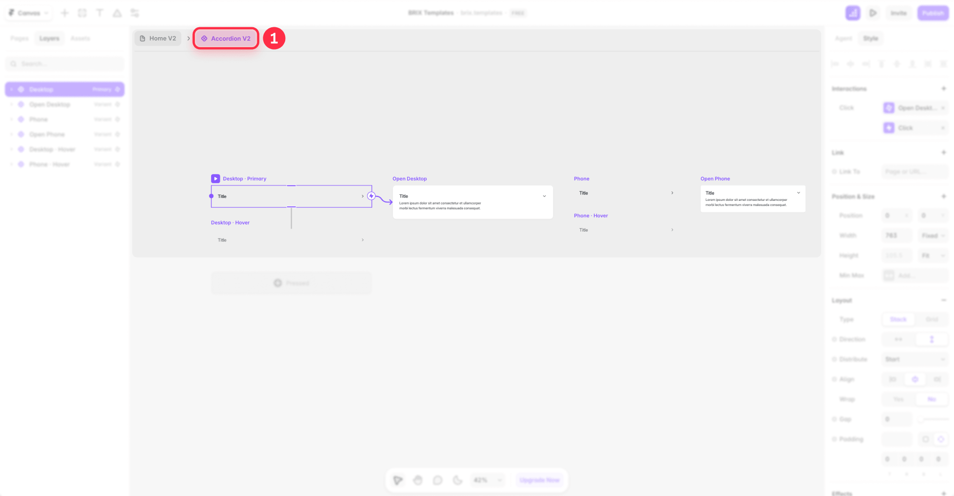 How to create the FAQ accordion variants in Framer