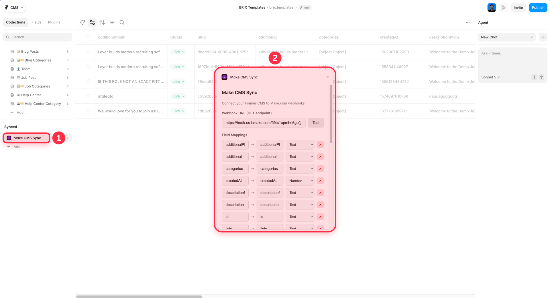 How to map the Lever fields in Make CMS Sync for Framer