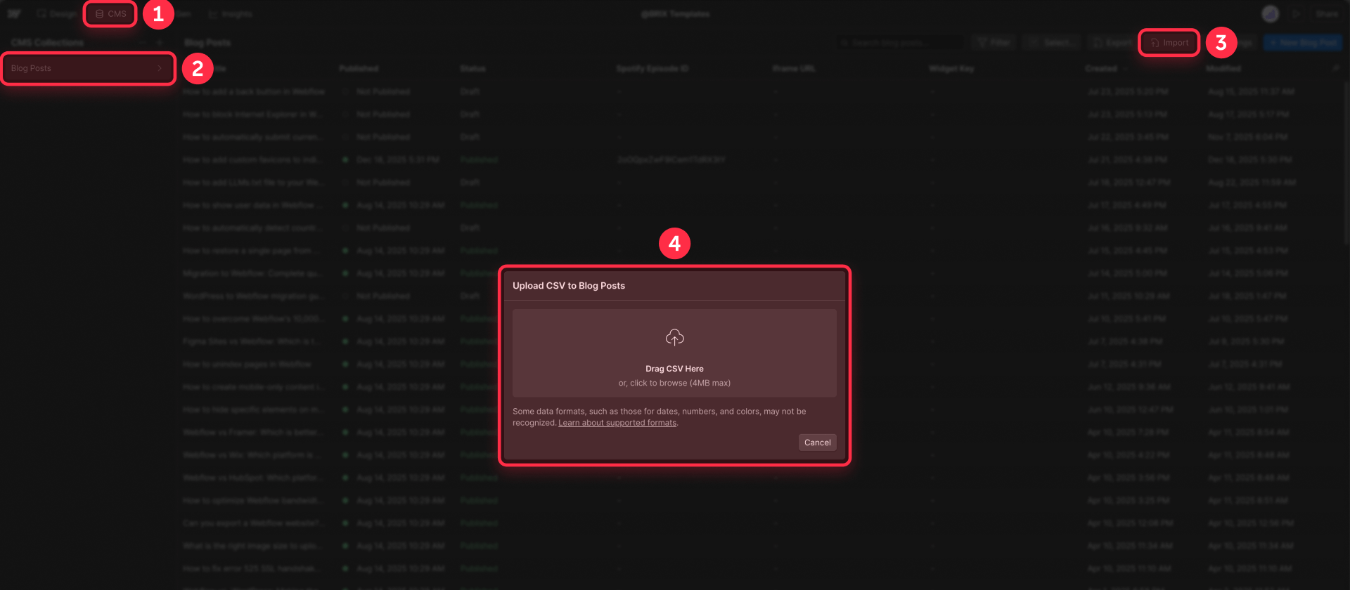 How To Upload A CSV To A Collection In Webflow CMS For Item Edits