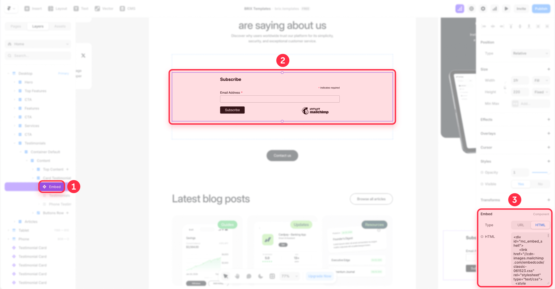 How To Paste The Mailchimp HTML In A Framer Embed