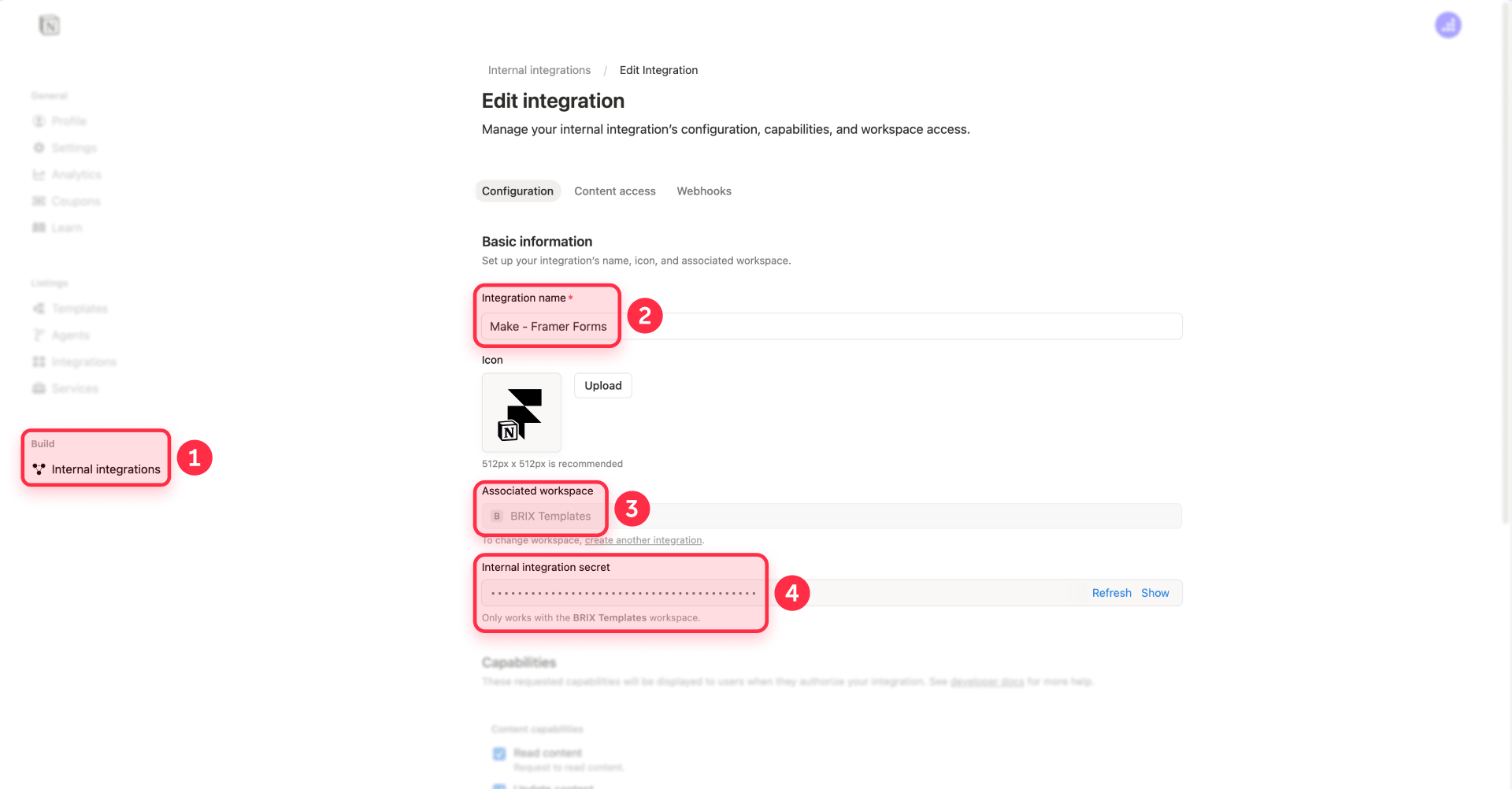 How To Create An Internal Integration In Notion For Framer Forms