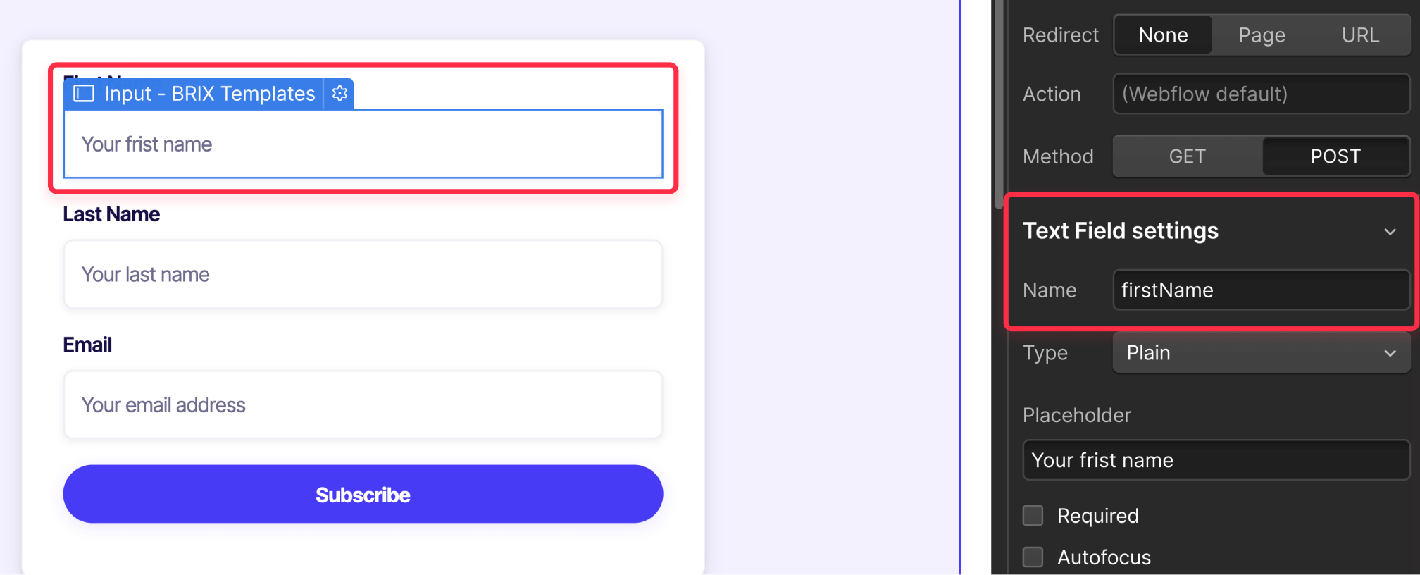 Configure webflow form fields for Google Sheets