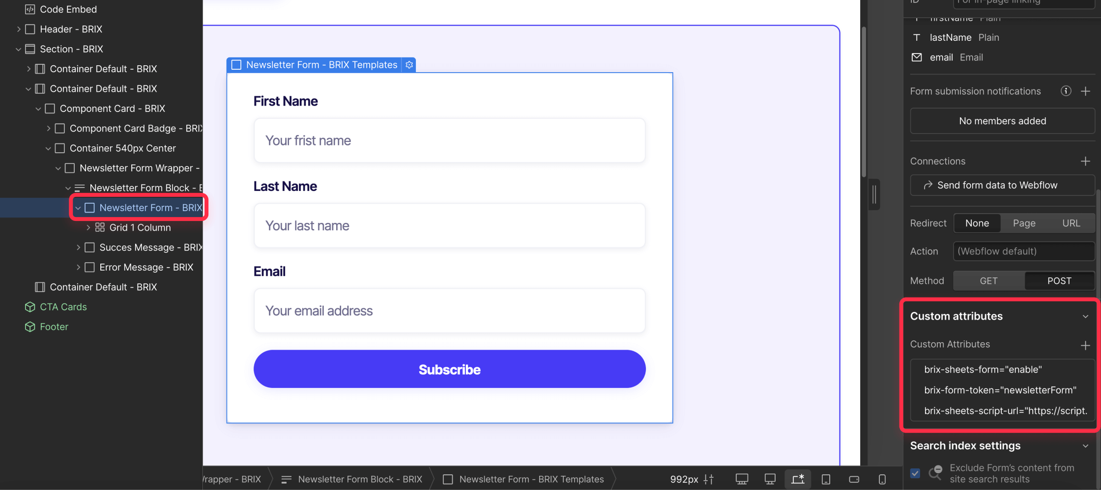 Setup Webflow form with Google Sheets