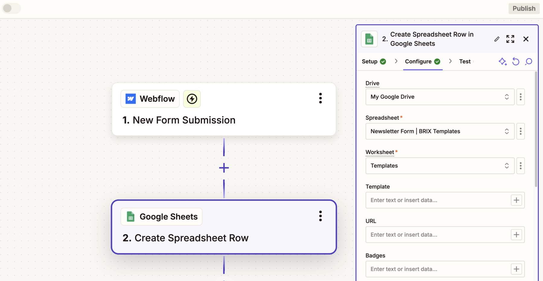 Setup Google Sheets with Zapier