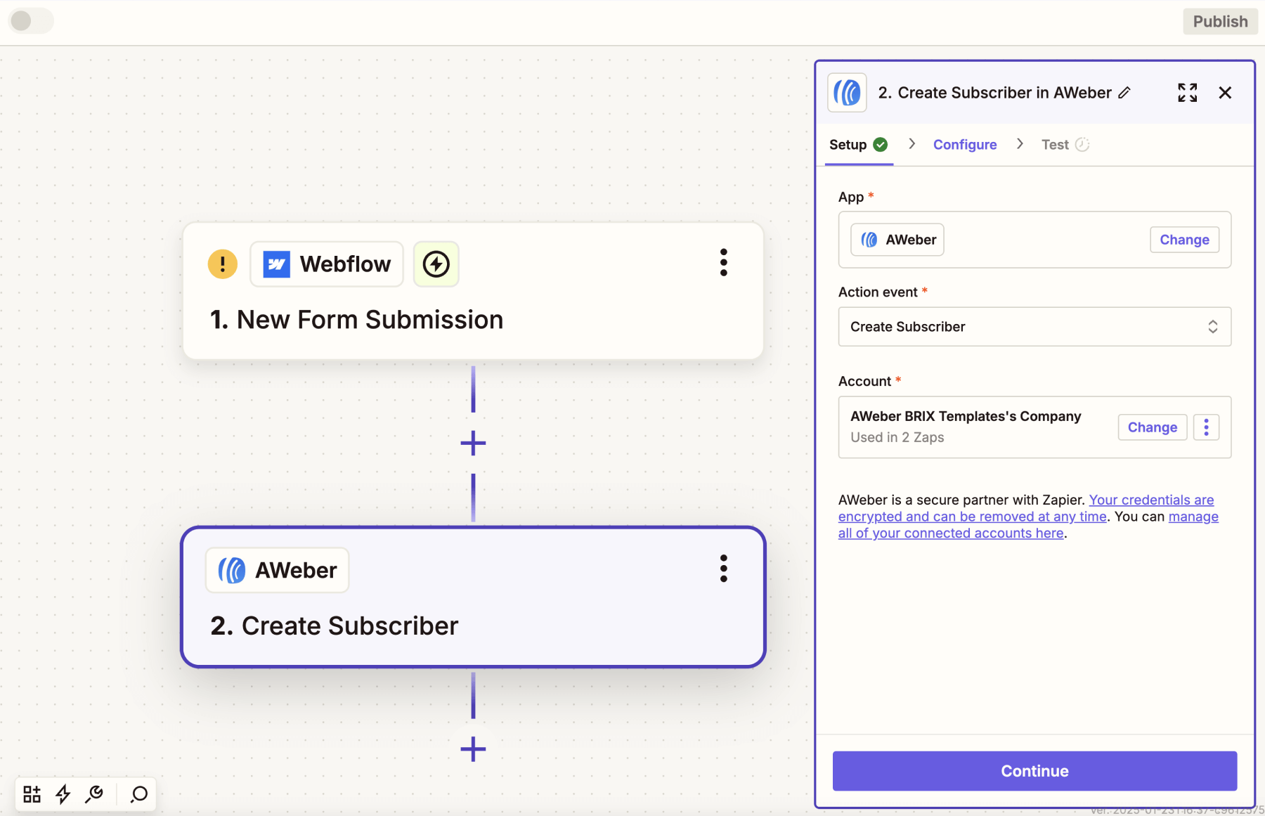 Setup Aweber Zapier