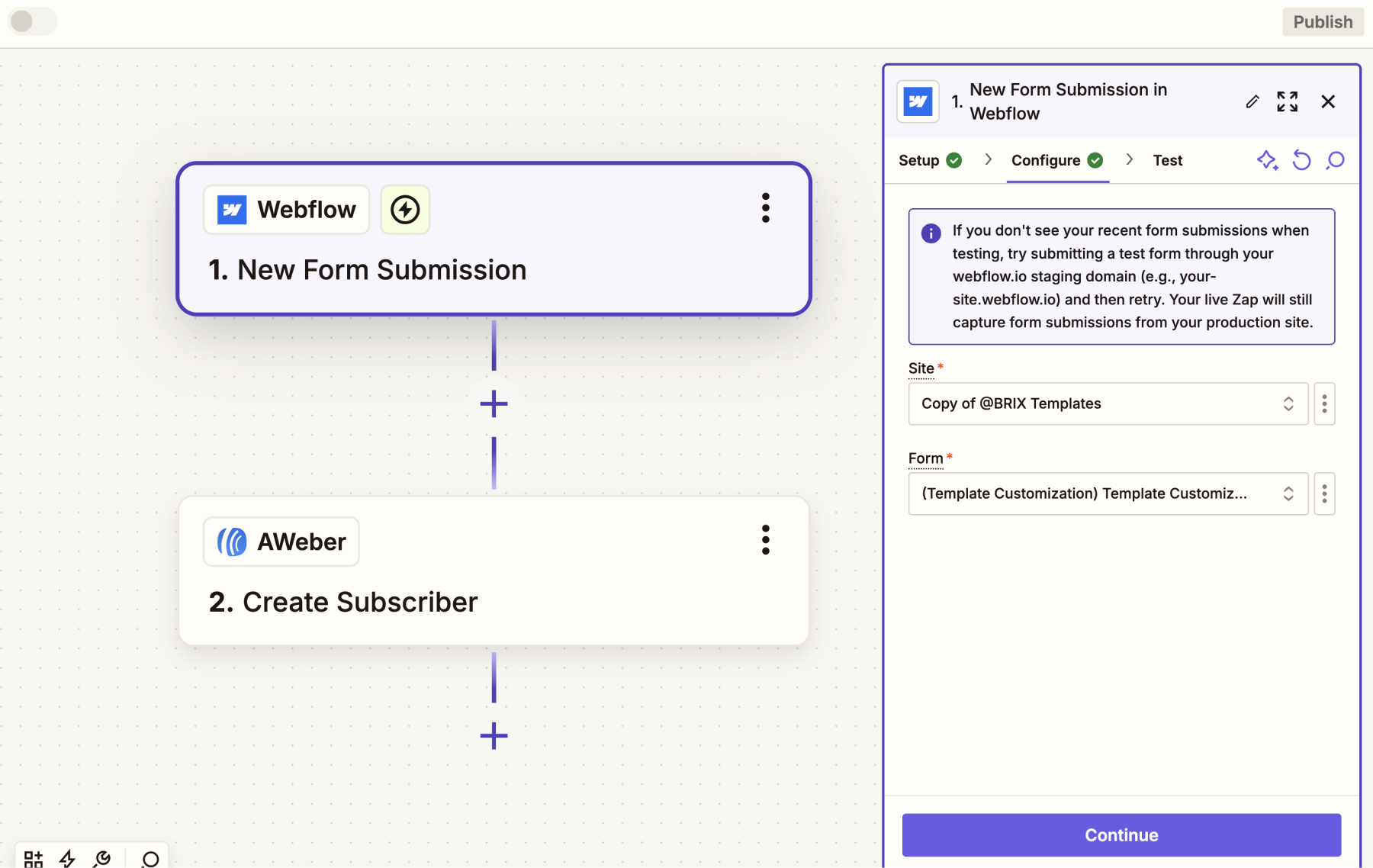 Setup Webflow Zapier
