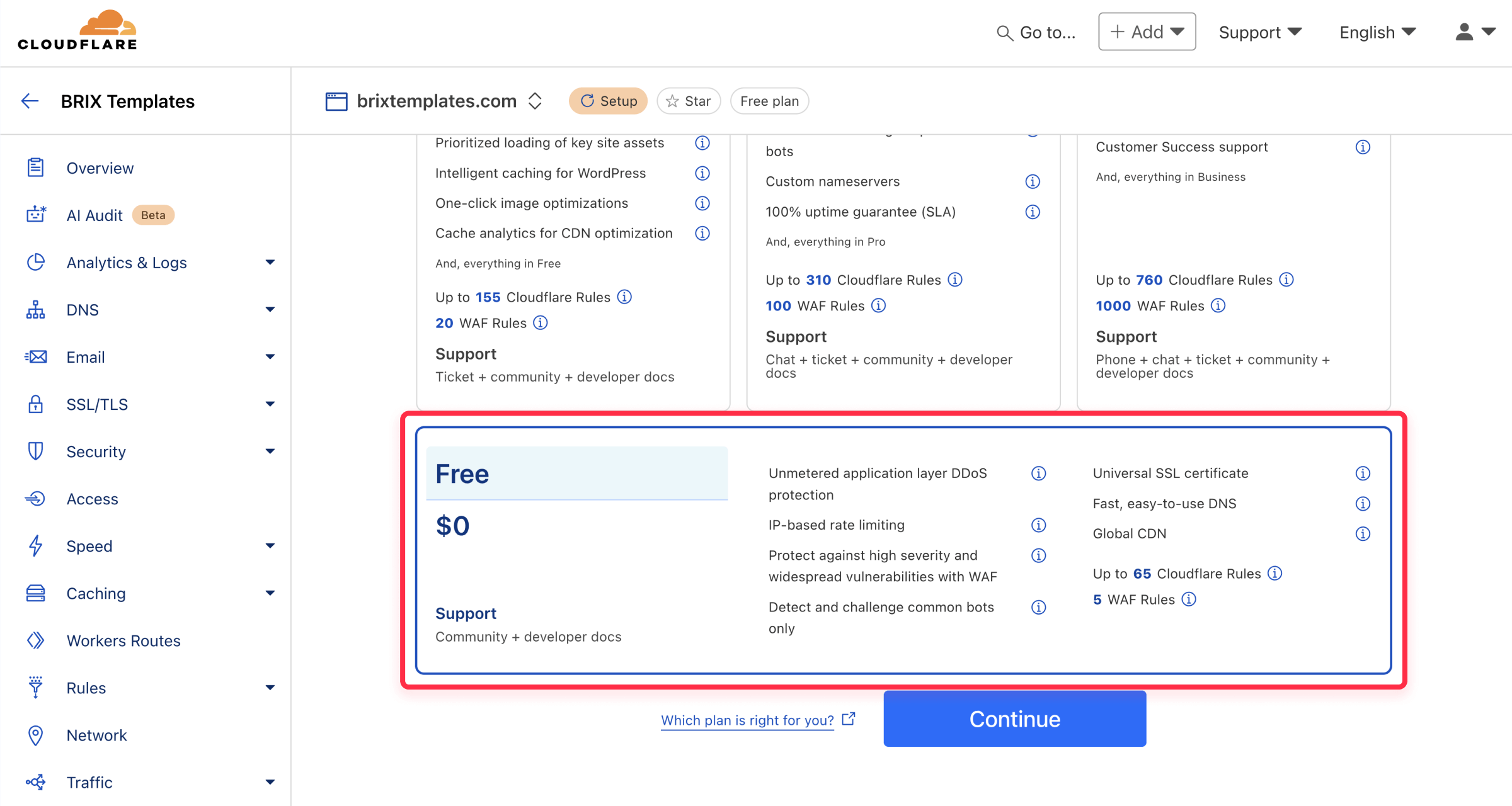 Cloudflare free plan Webflow integration