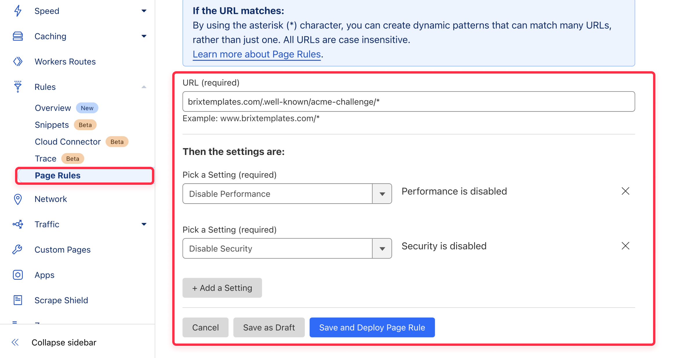 Page Rules Cloudflare