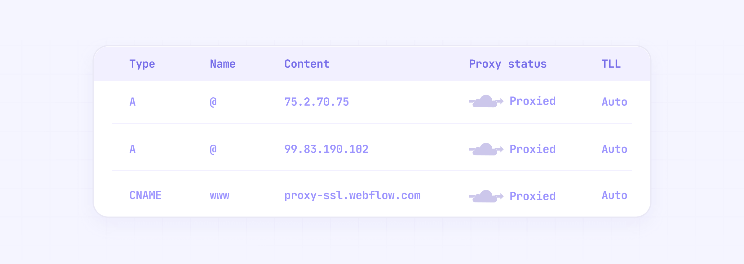 Webflow DNS settings