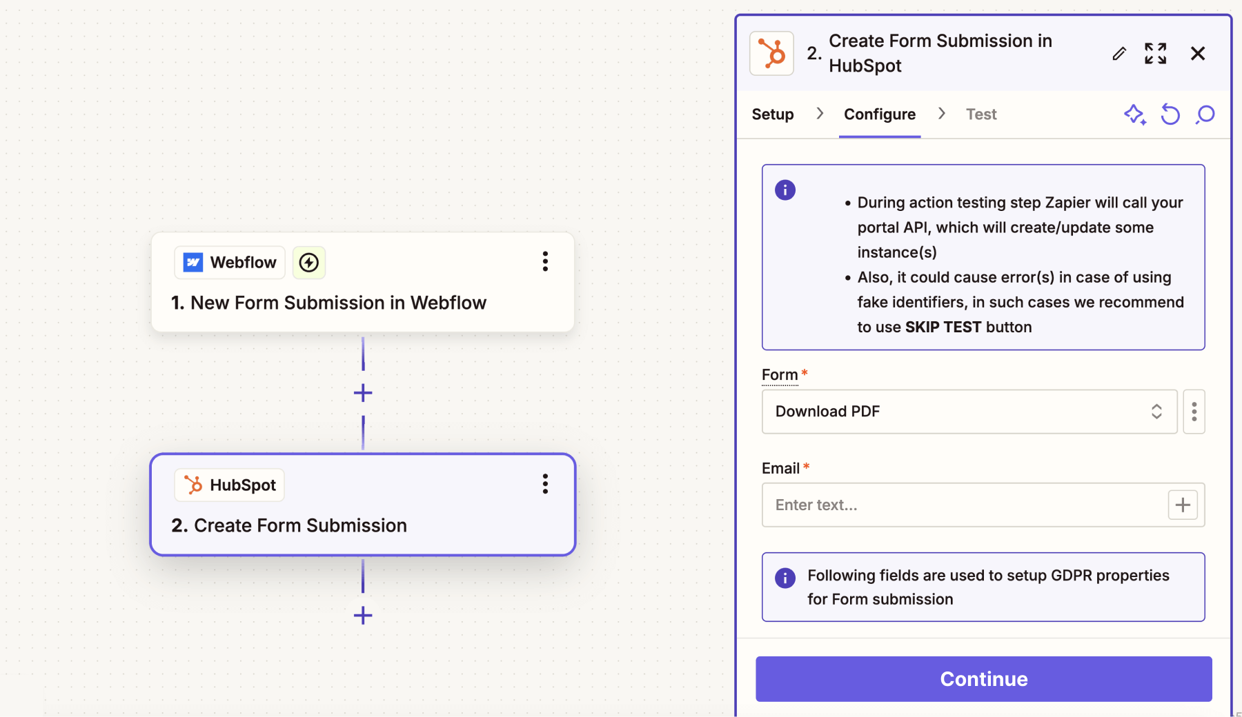 Connect your HubSpot account with Webflow and Zapier