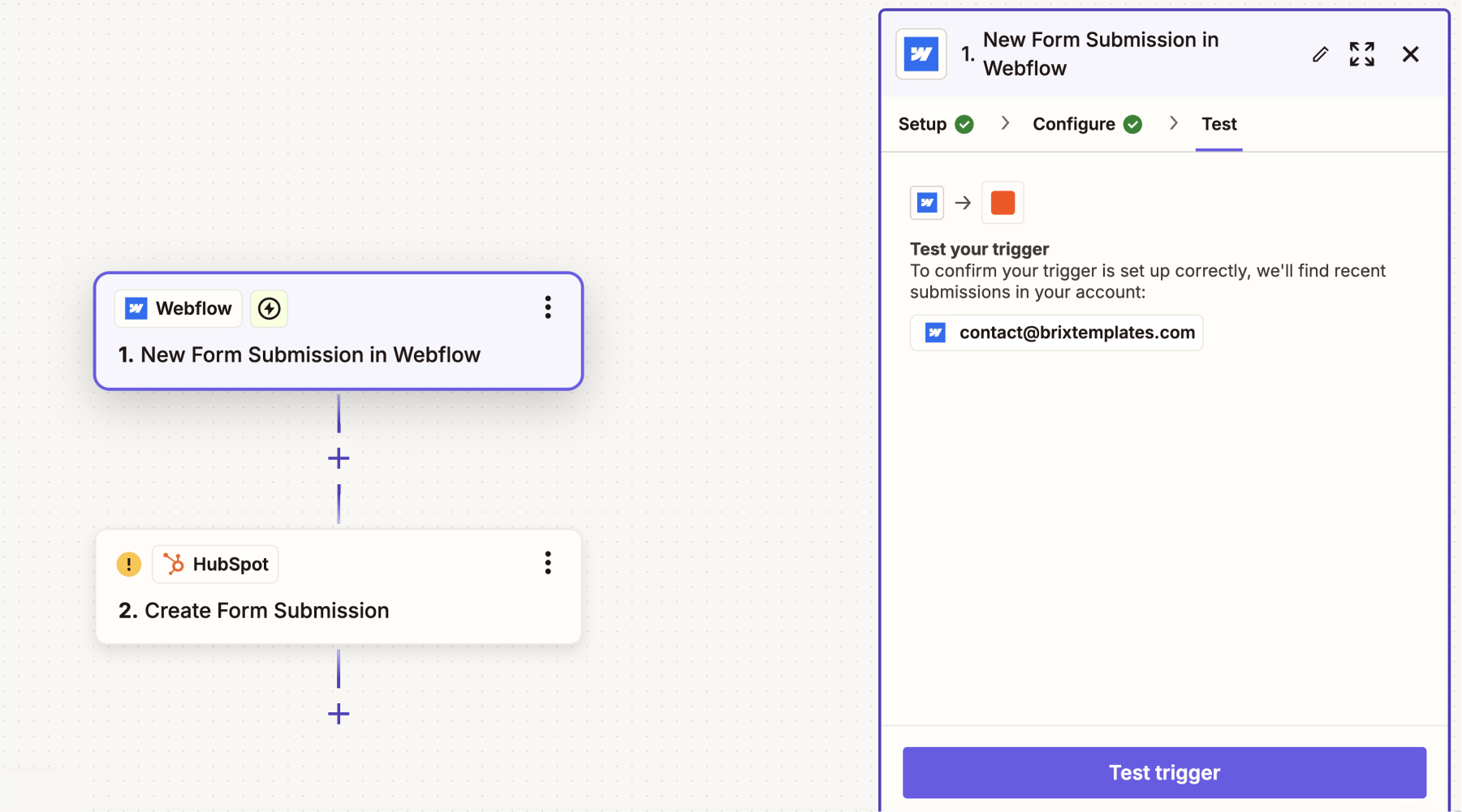 Connect your Webflow account with HubSpot and Zapier