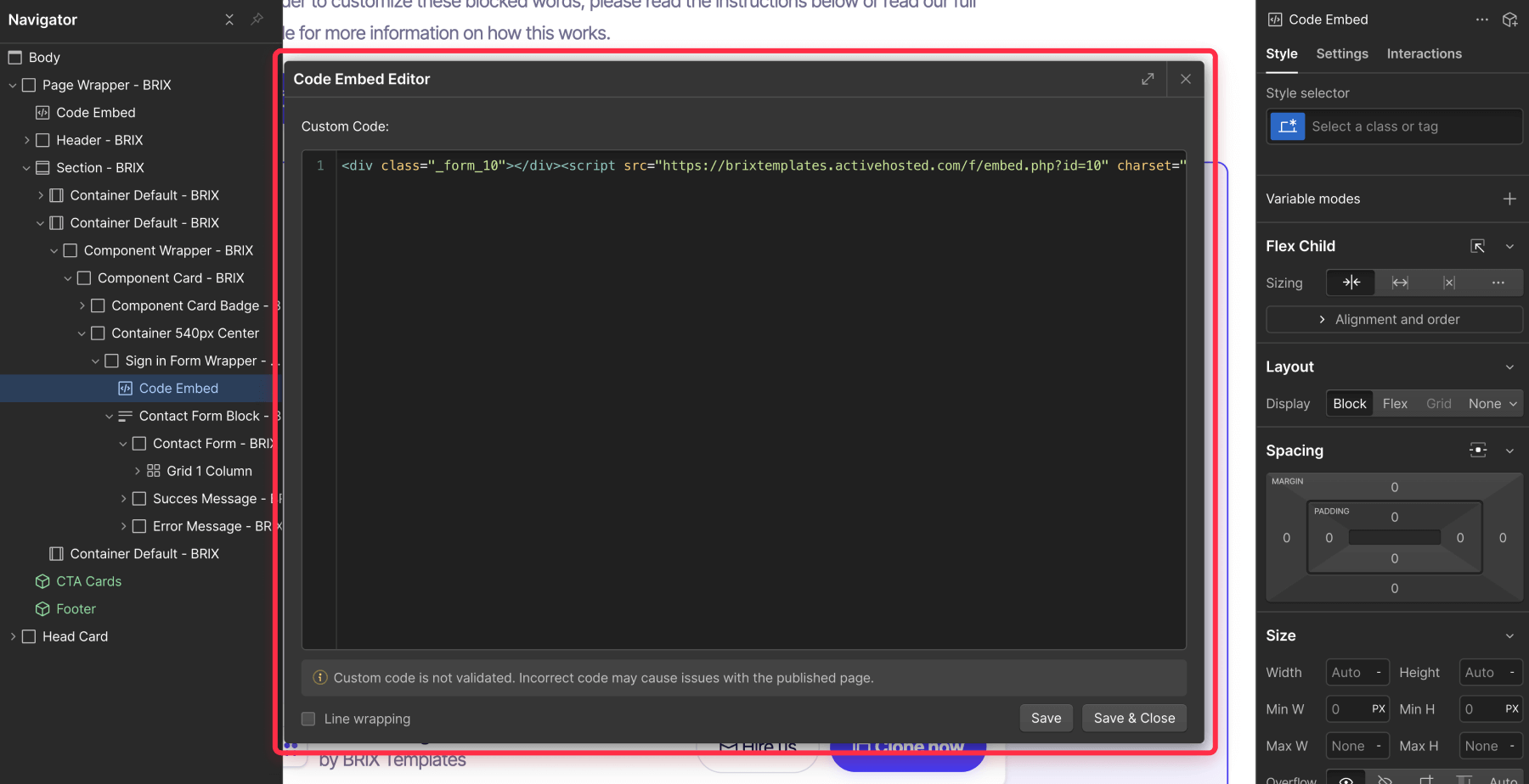 Add basic ActiveCampaign code to Webflow