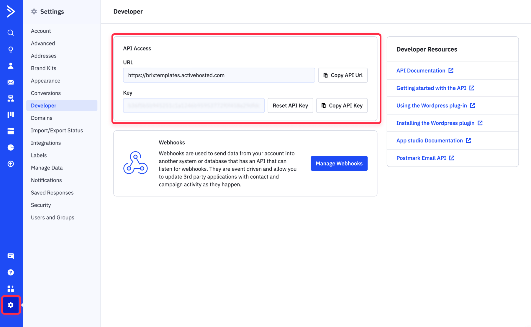 Fetch ActiveCampaign API key Webflow
