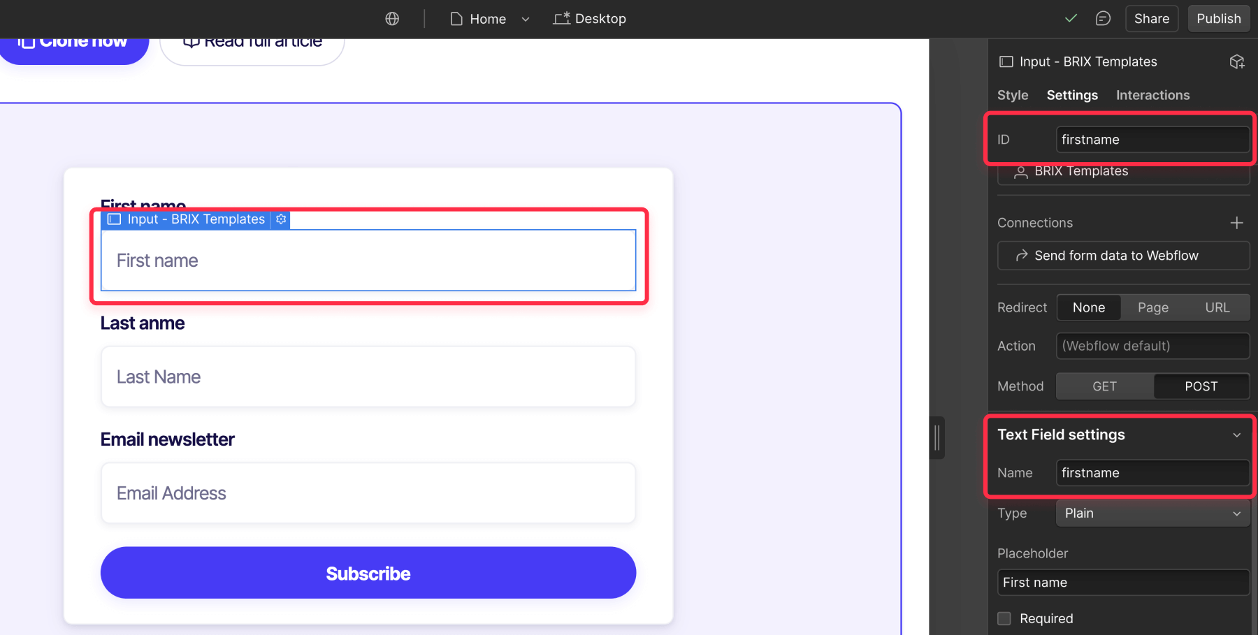Map Webflow Fields to ActiveCampaign fields