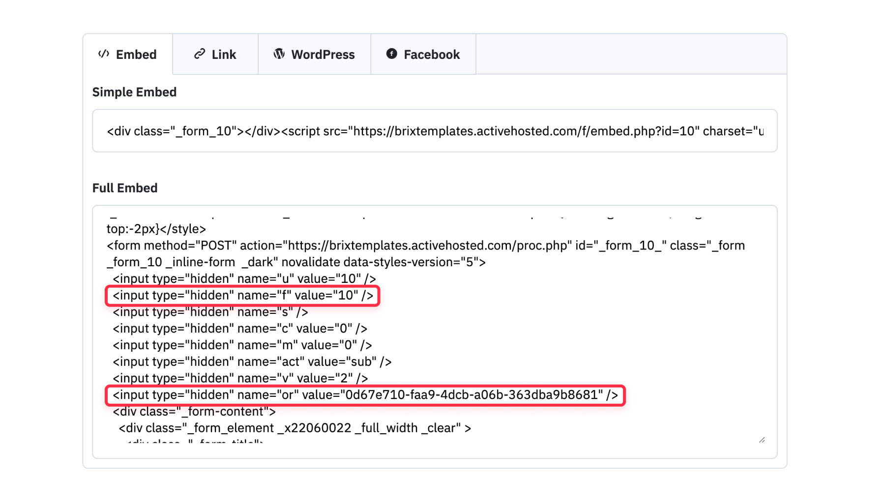 Retrieve ActiveCampaign form id Webflow