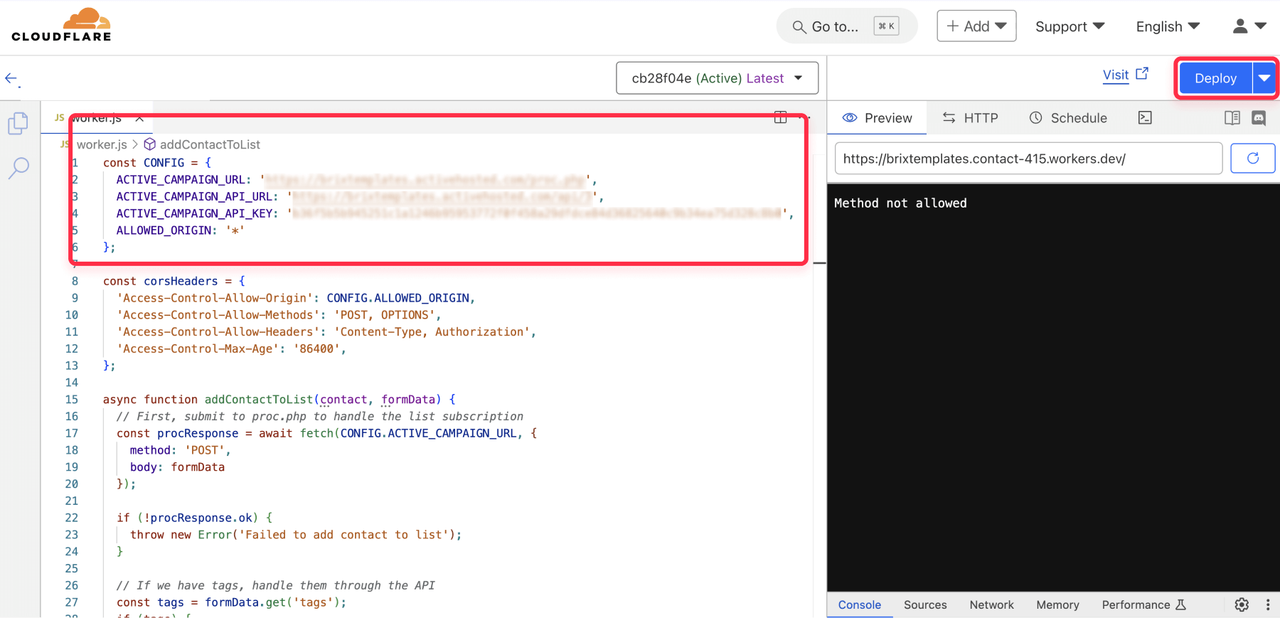 Update Cloudflare ActiveCampaign Webflow API URL