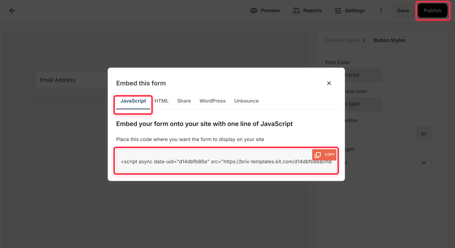 Generate ConvertKit/Kit Webflow form for embed