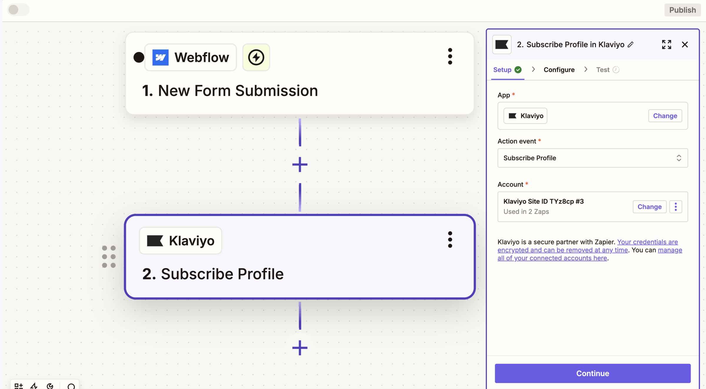 Klaviyo forms Zapier integration