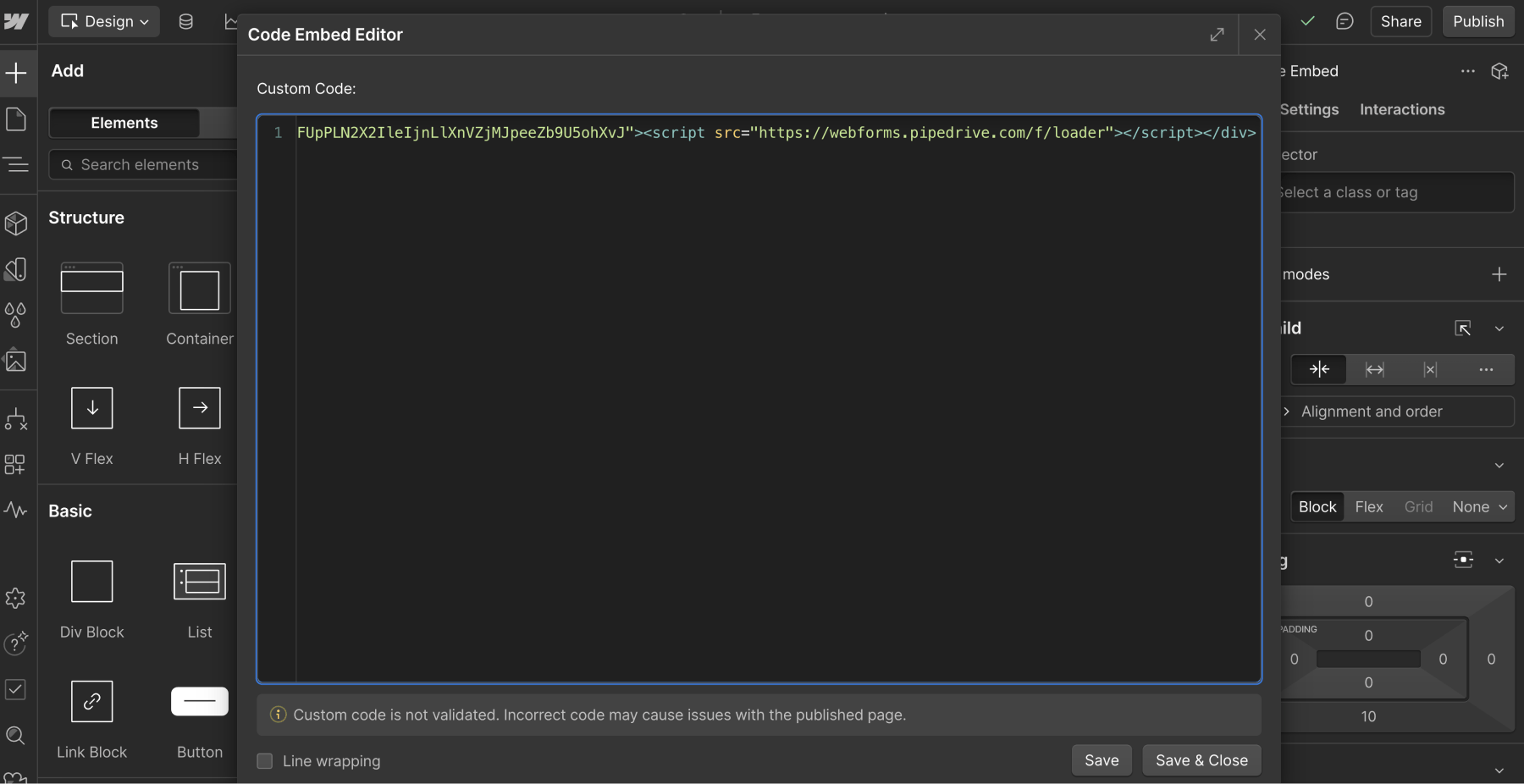 Embedding Pipedrive forms Webflow walkthrough