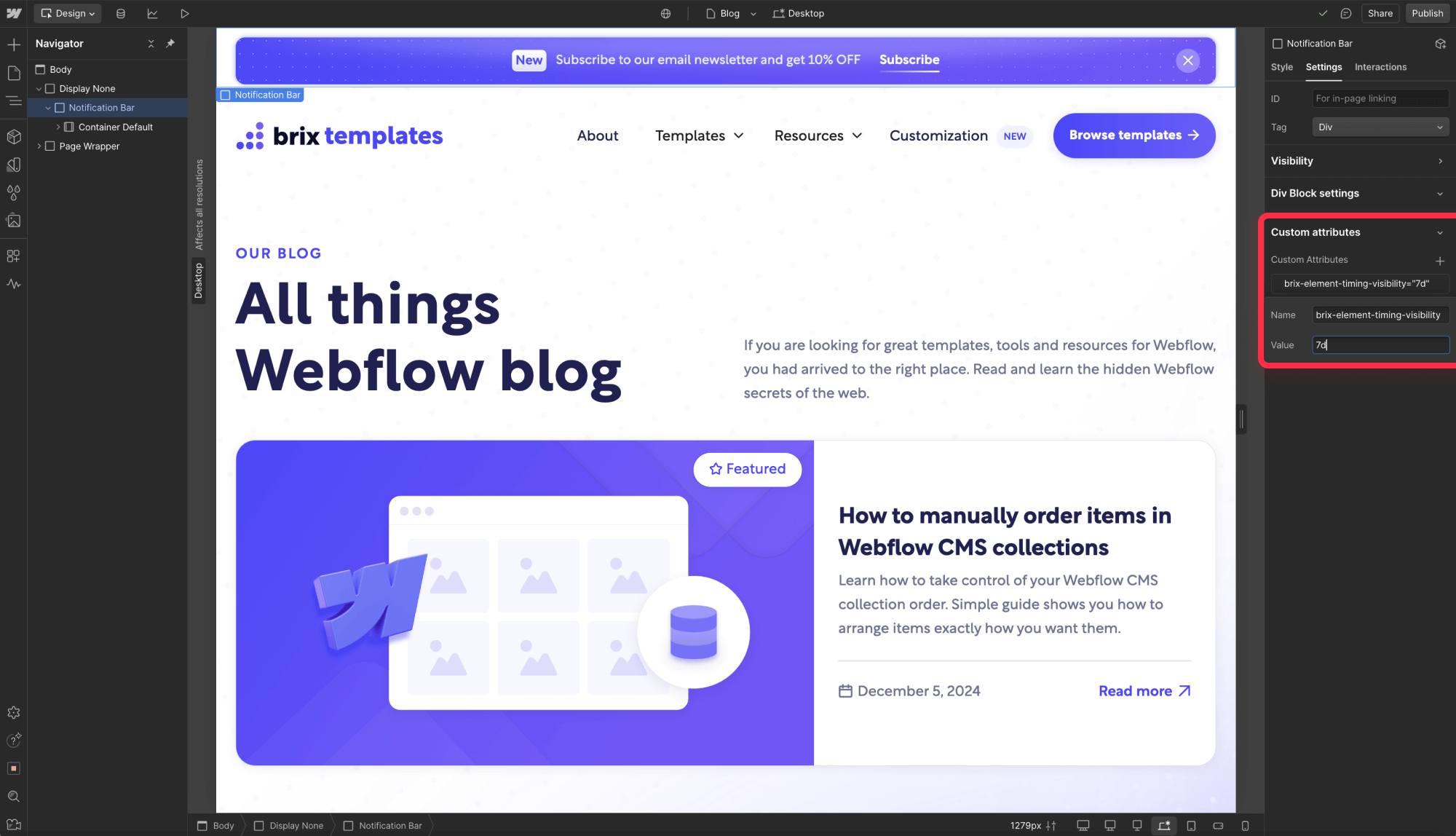 Setup show only once Webflow attribute