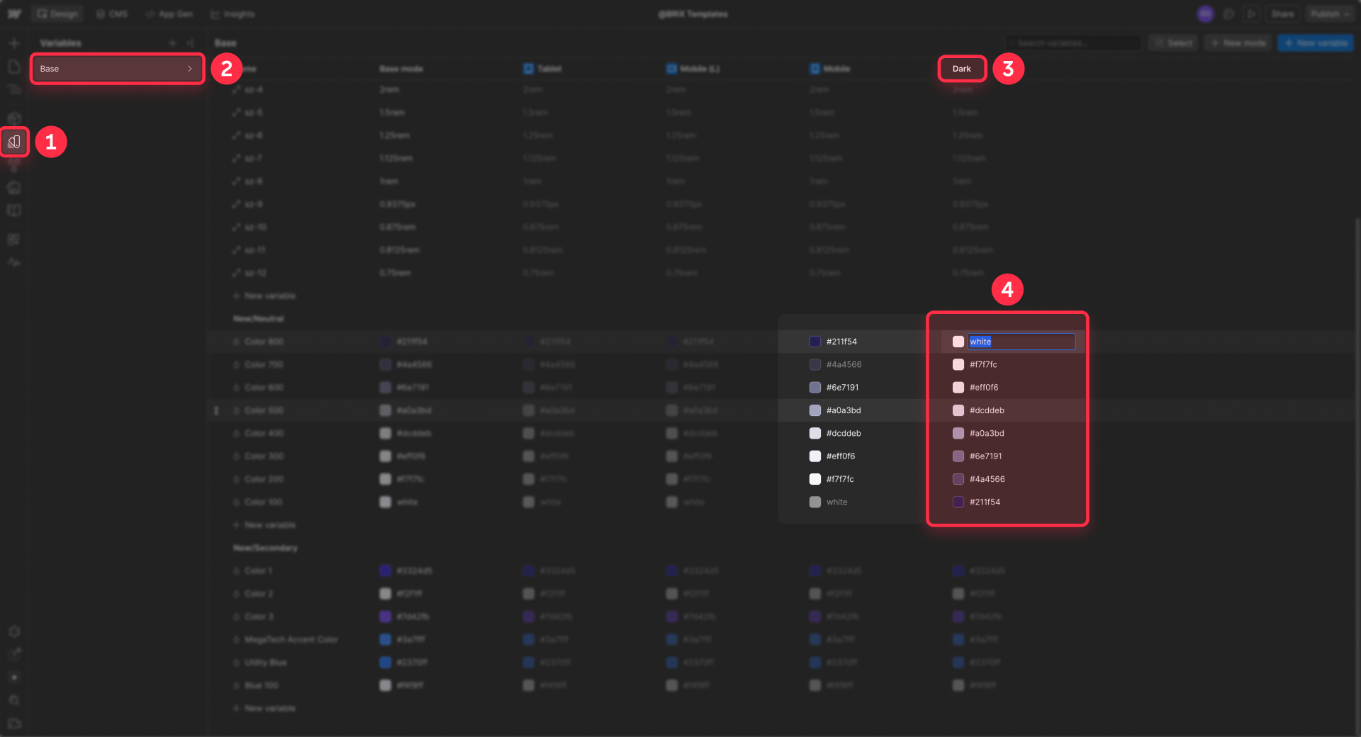 How To Assign The Dark Mode Values In Webflow Variables
