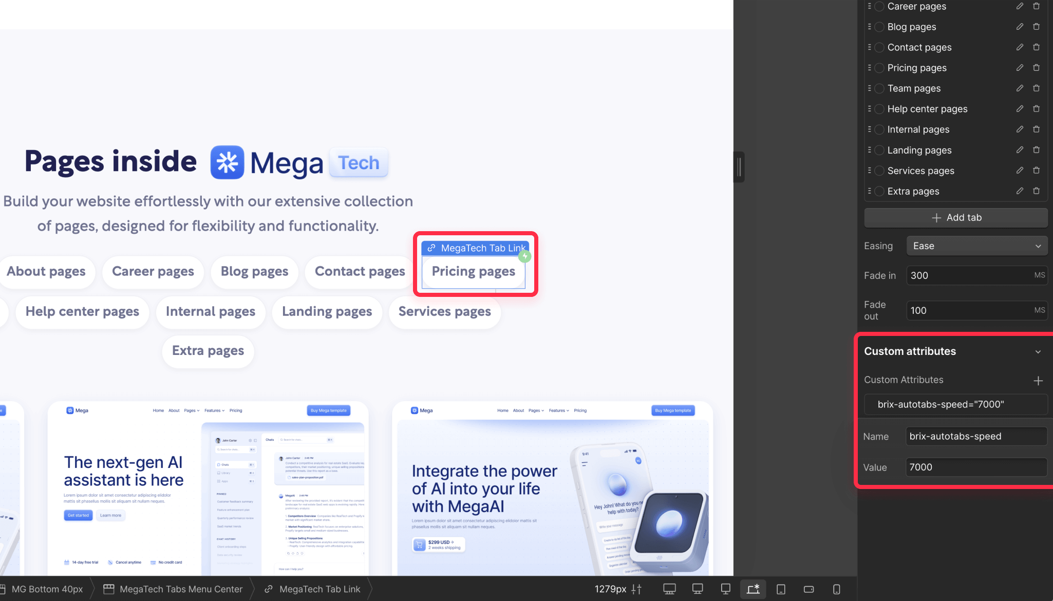 Change Webflow tabs auto rotating speed